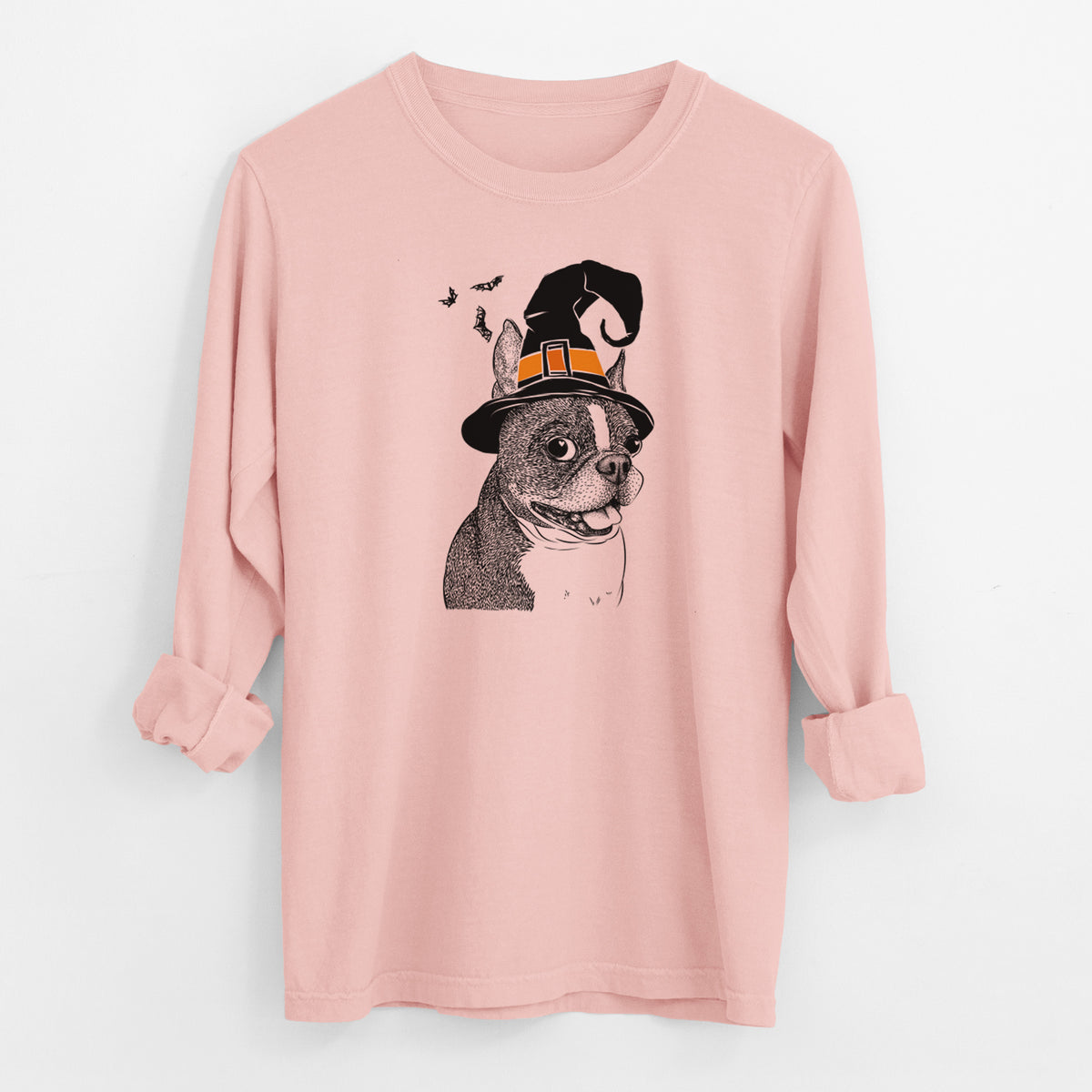 Witch Ralphie the Boston Terrier - Men's Heavyweight 100% Cotton Long Sleeve