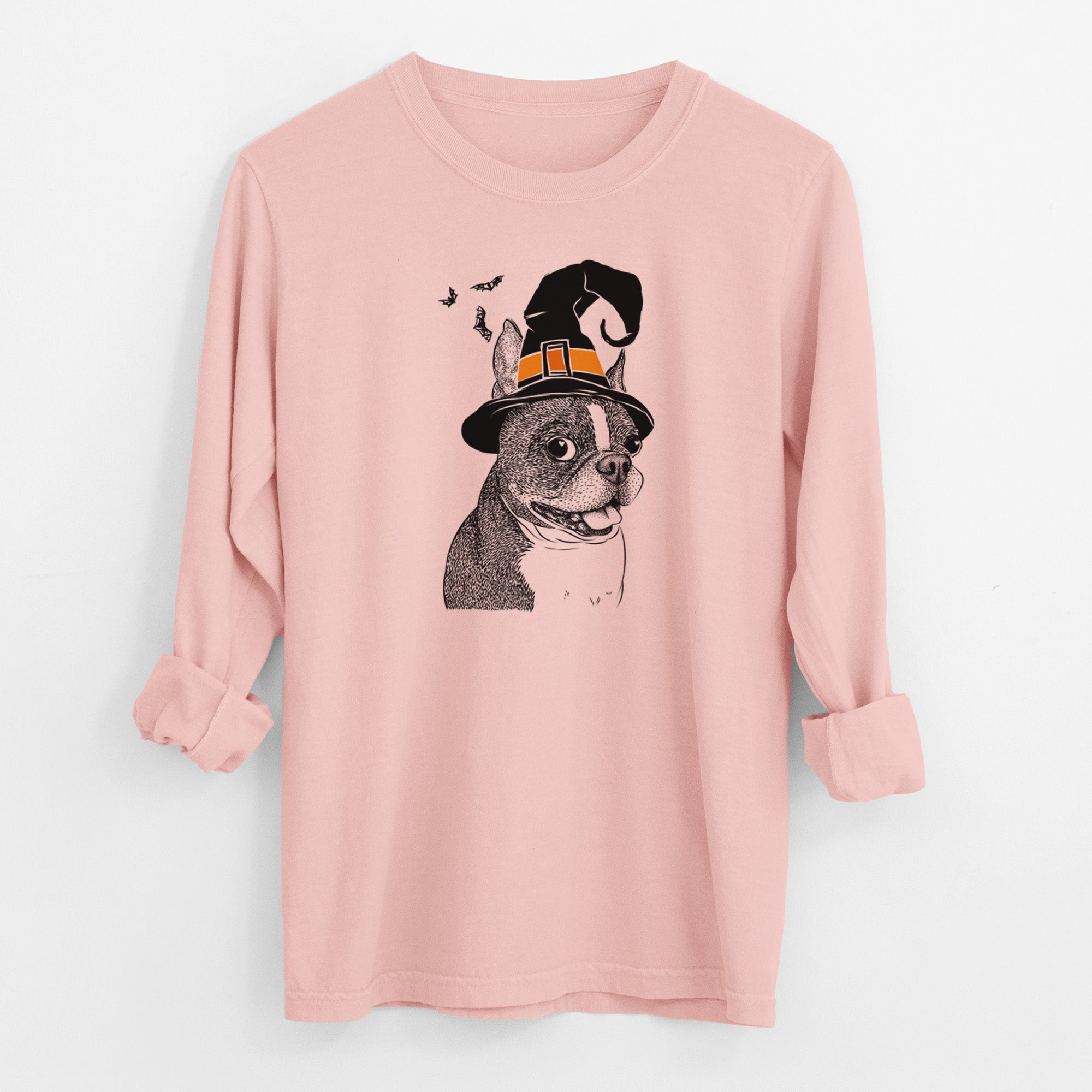 Witch Ralphie the Boston Terrier - Men's Heavyweight 100% Cotton Long Sleeve