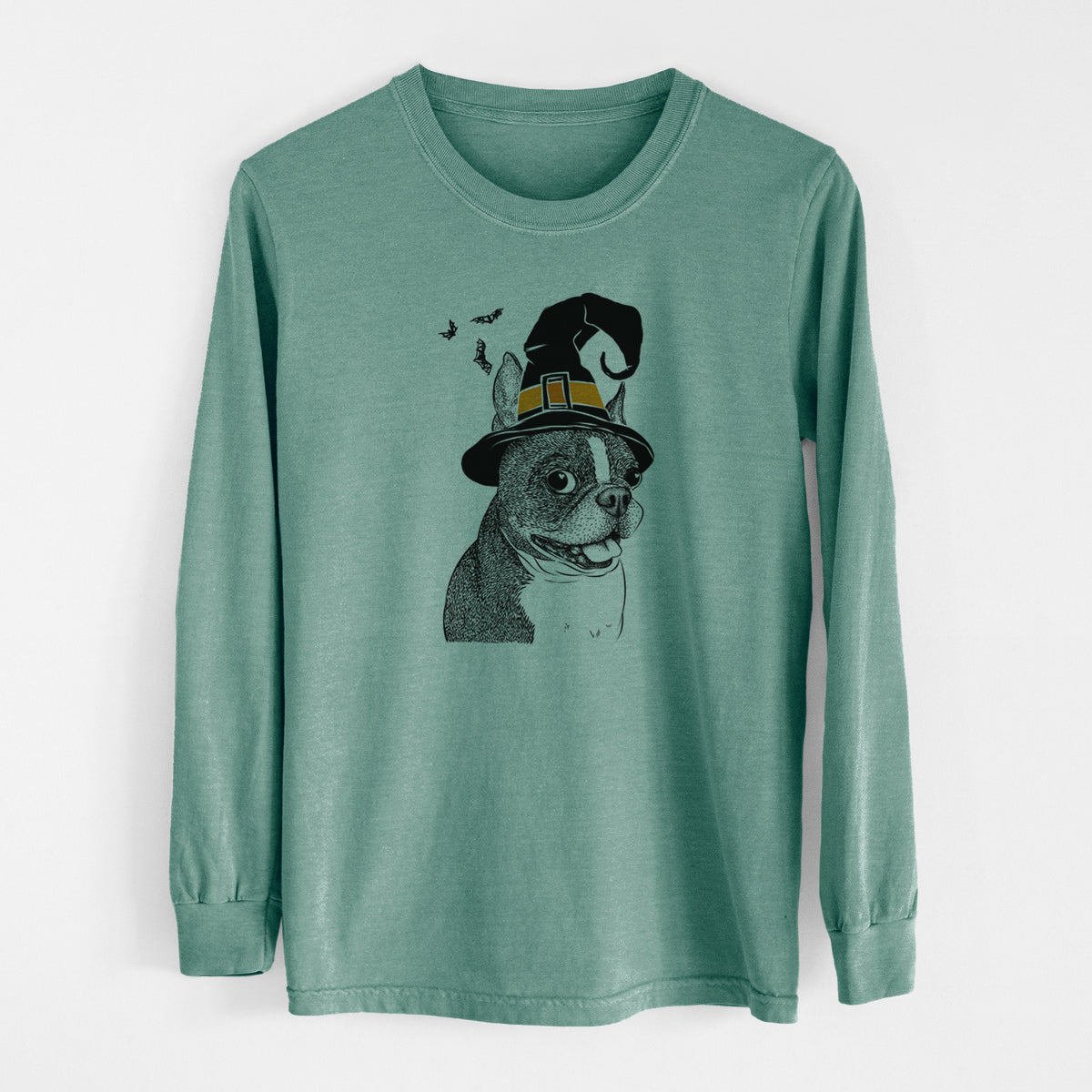 Witch Ralphie the Boston Terrier - Men's Heavyweight 100% Cotton Long Sleeve