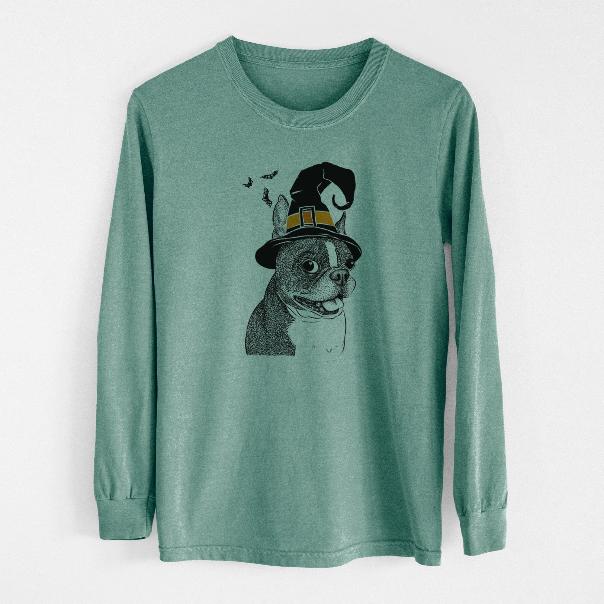 Witch Ralphie the Boston Terrier - Men's Heavyweight 100% Cotton Long Sleeve