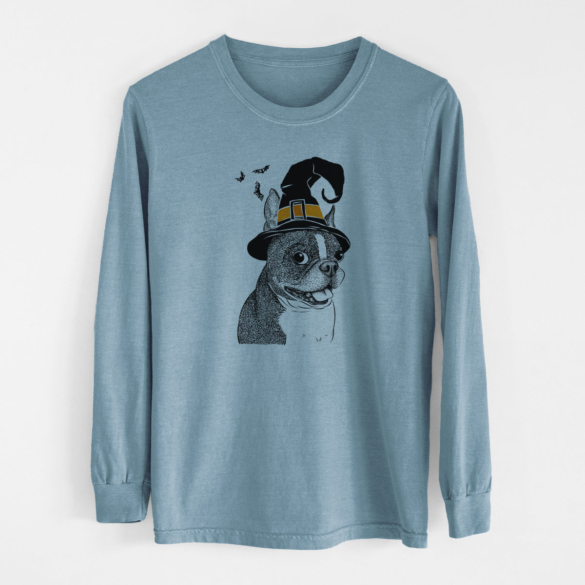 Witch Ralphie the Boston Terrier - Men's Heavyweight 100% Cotton Long Sleeve