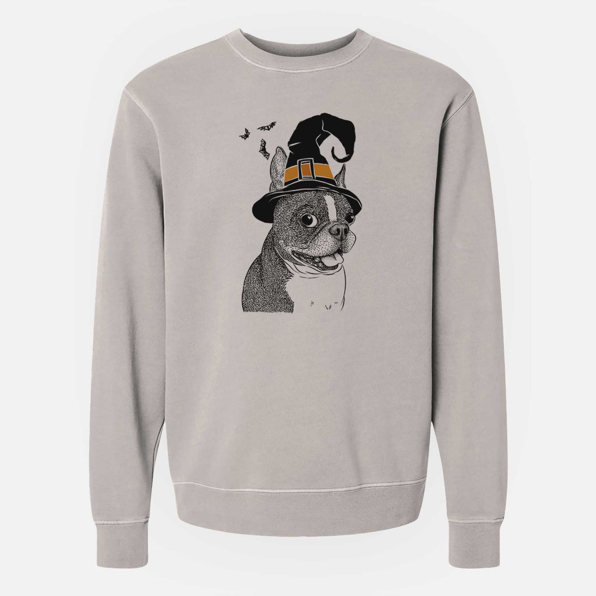 Witch Ralphie the Boston Terrier - Unisex Pigment Dyed Crew Sweatshirt