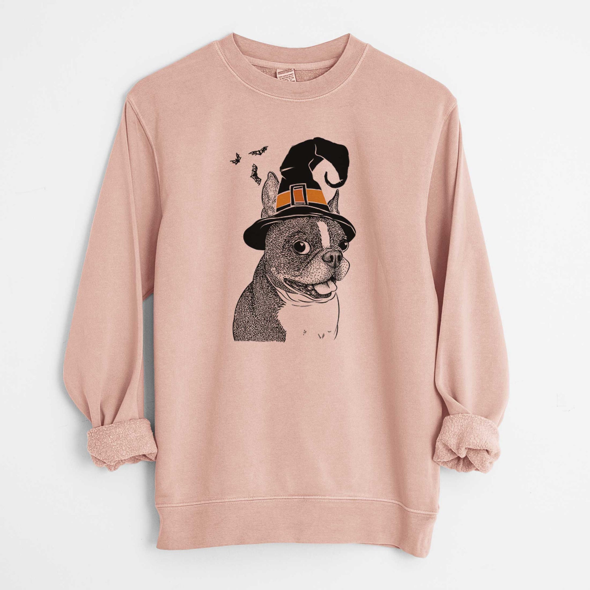 Witch Ralphie the Boston Terrier - Unisex Pigment Dyed Crew Sweatshirt