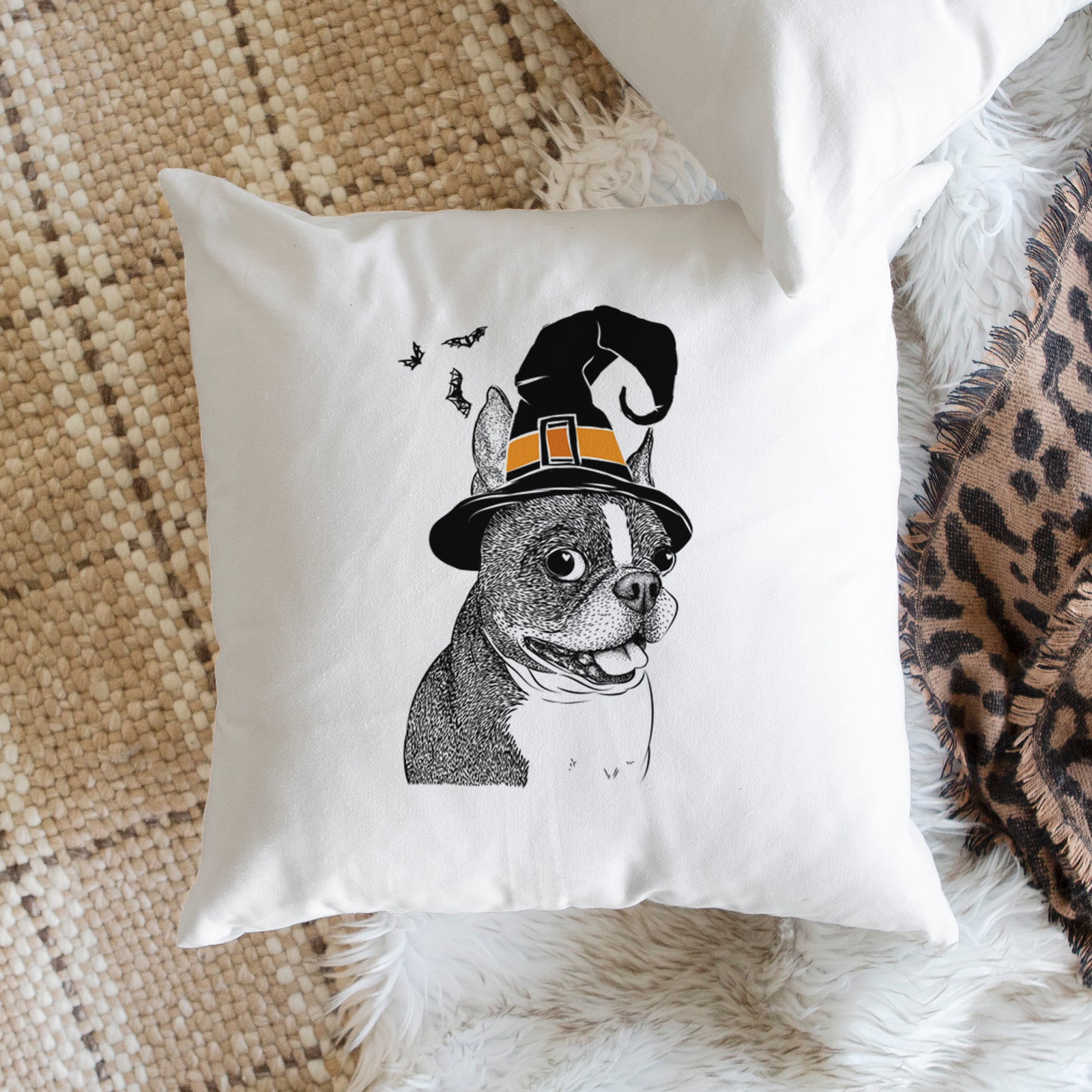 Ralphie the Boston Terrier - Throw Pillow Cover