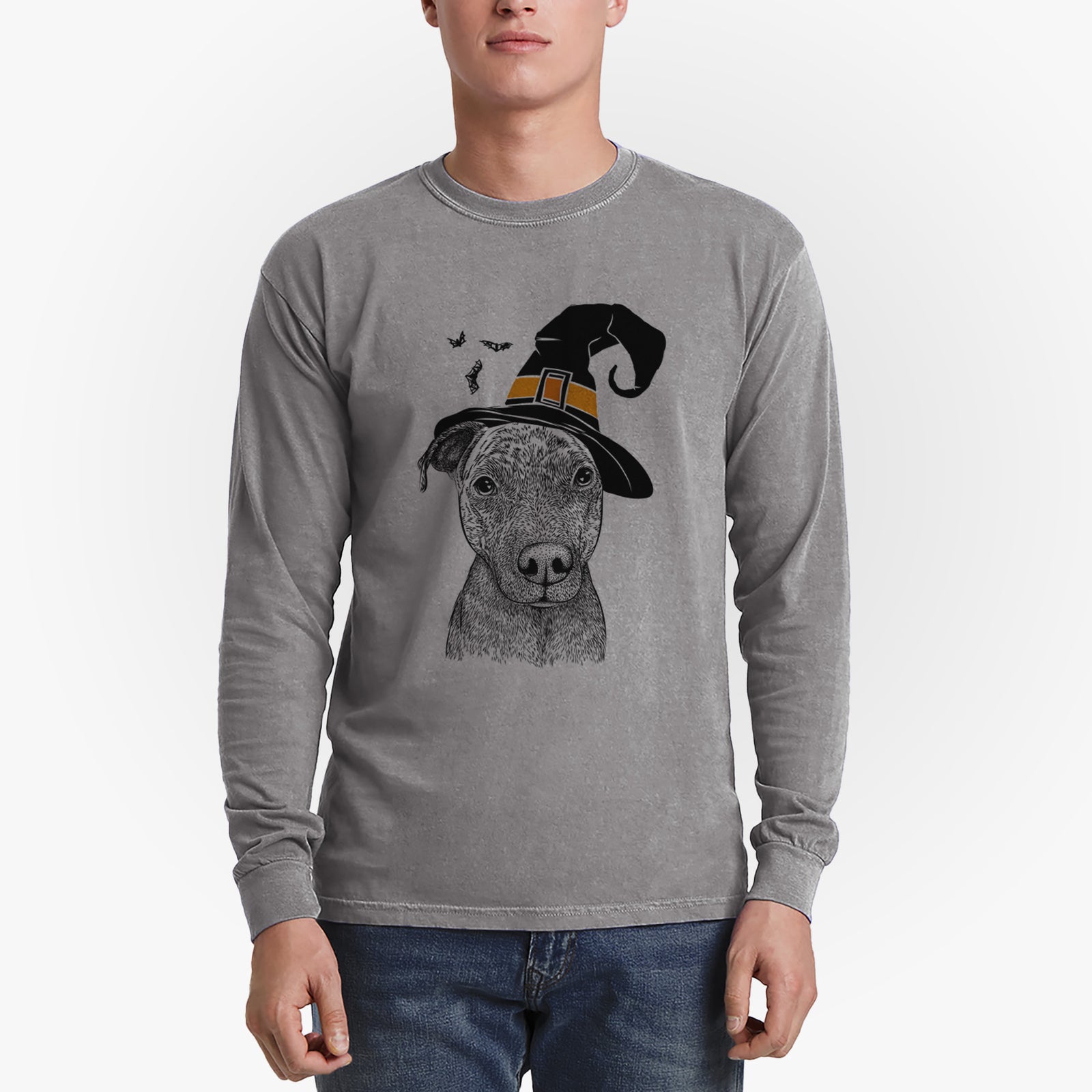 Witch Reeses the Pitbull - Men's Heavyweight 100% Cotton Long Sleeve