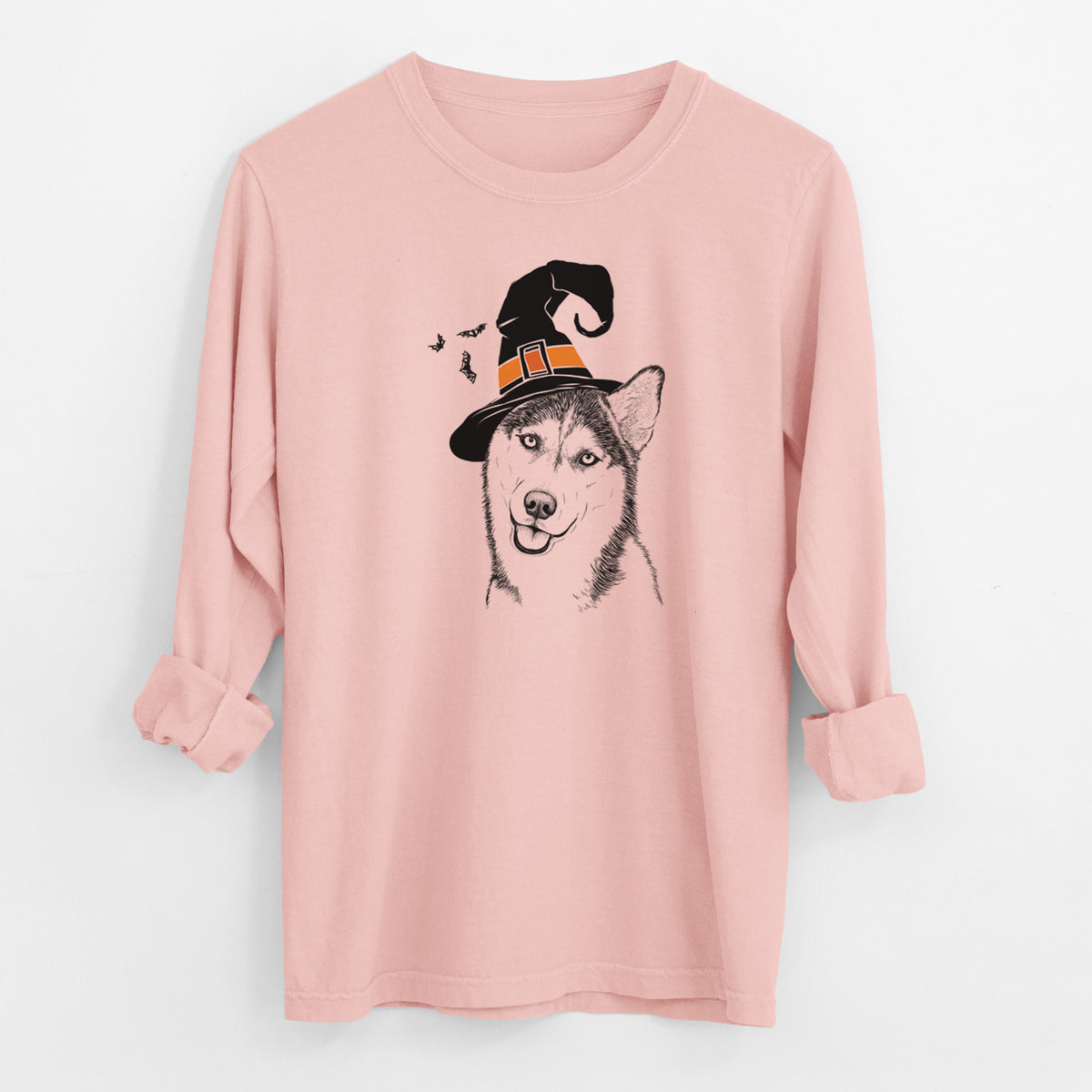 Witch Remmie the Siberian Husky - Men's Heavyweight 100% Cotton Long Sleeve