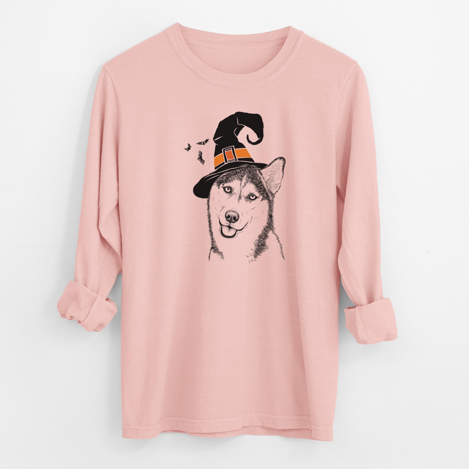 Witch Remmie the Siberian Husky - Men's Heavyweight 100% Cotton Long Sleeve