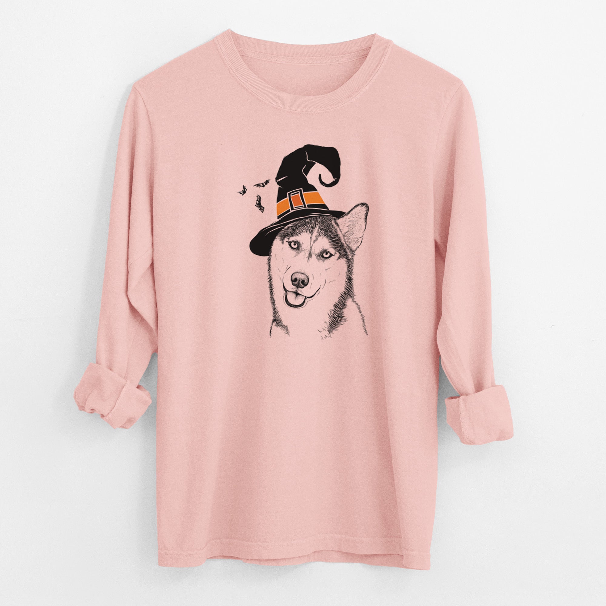 Witch Remmie the Siberian Husky - Men's Heavyweight 100% Cotton Long Sleeve