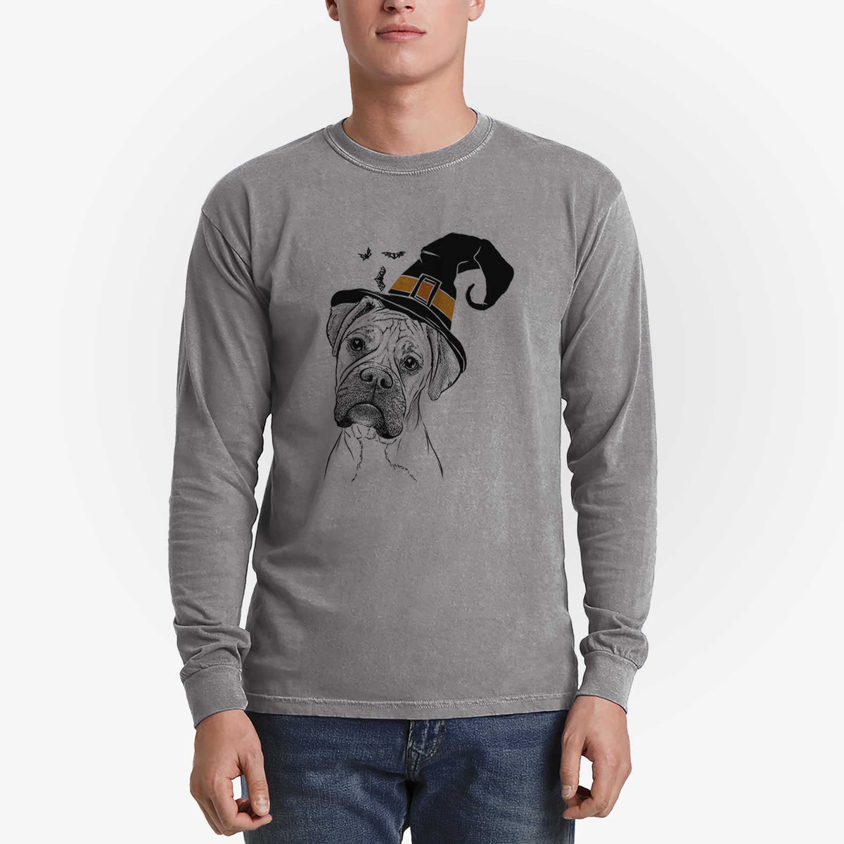 Witch Reuby the Boxer - Men's Heavyweight 100% Cotton Long Sleeve