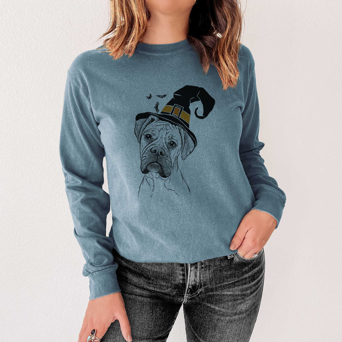 Witch Reuby the Boxer - Men's Heavyweight 100% Cotton Long Sleeve