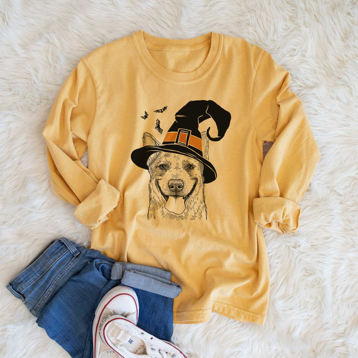 Witch Rio the Australian Cattle Dog - Men's Heavyweight 100% Cotton Long Sleeve