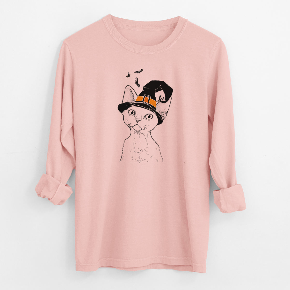 Witch Ripley the Devon Rex Cat - Men's Heavyweight 100% Cotton Long Sleeve