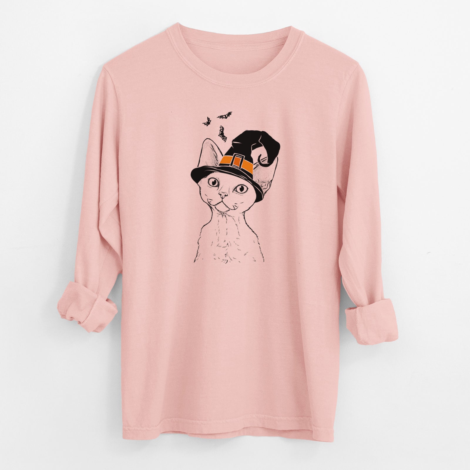 Witch Ripley the Devon Rex Cat - Men's Heavyweight 100% Cotton Long Sleeve