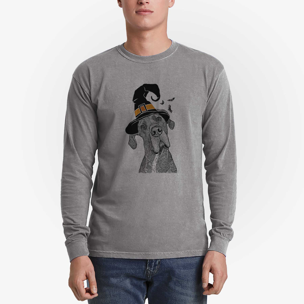 Witch River the Great Dane - Men's Heavyweight 100% Cotton Long Sleeve