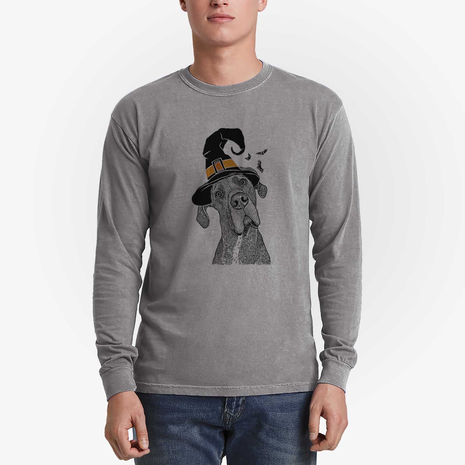 Witch River the Great Dane - Men's Heavyweight 100% Cotton Long Sleeve