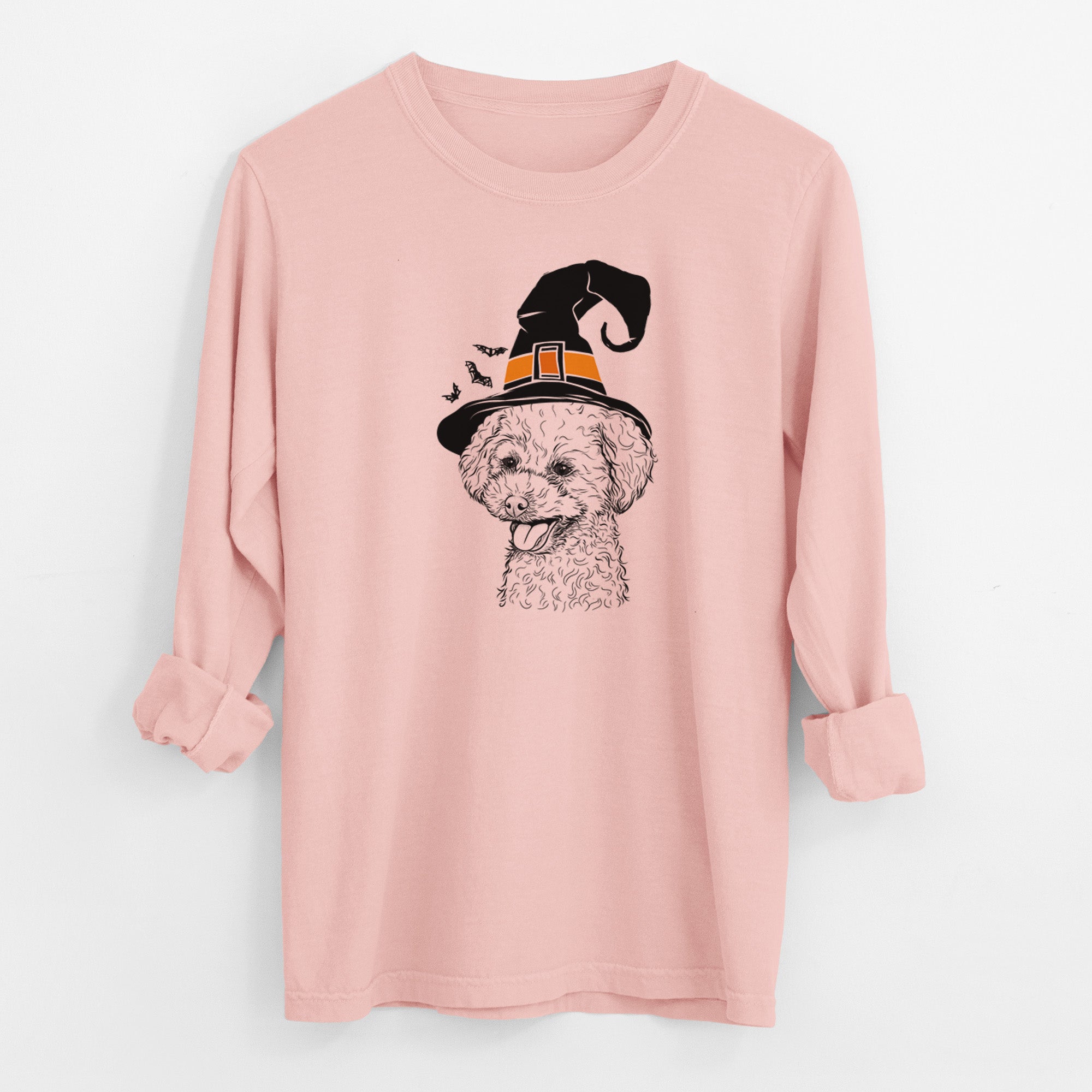 Witch Rocky the Teacup Poodle - Men's Heavyweight 100% Cotton Long Sleeve