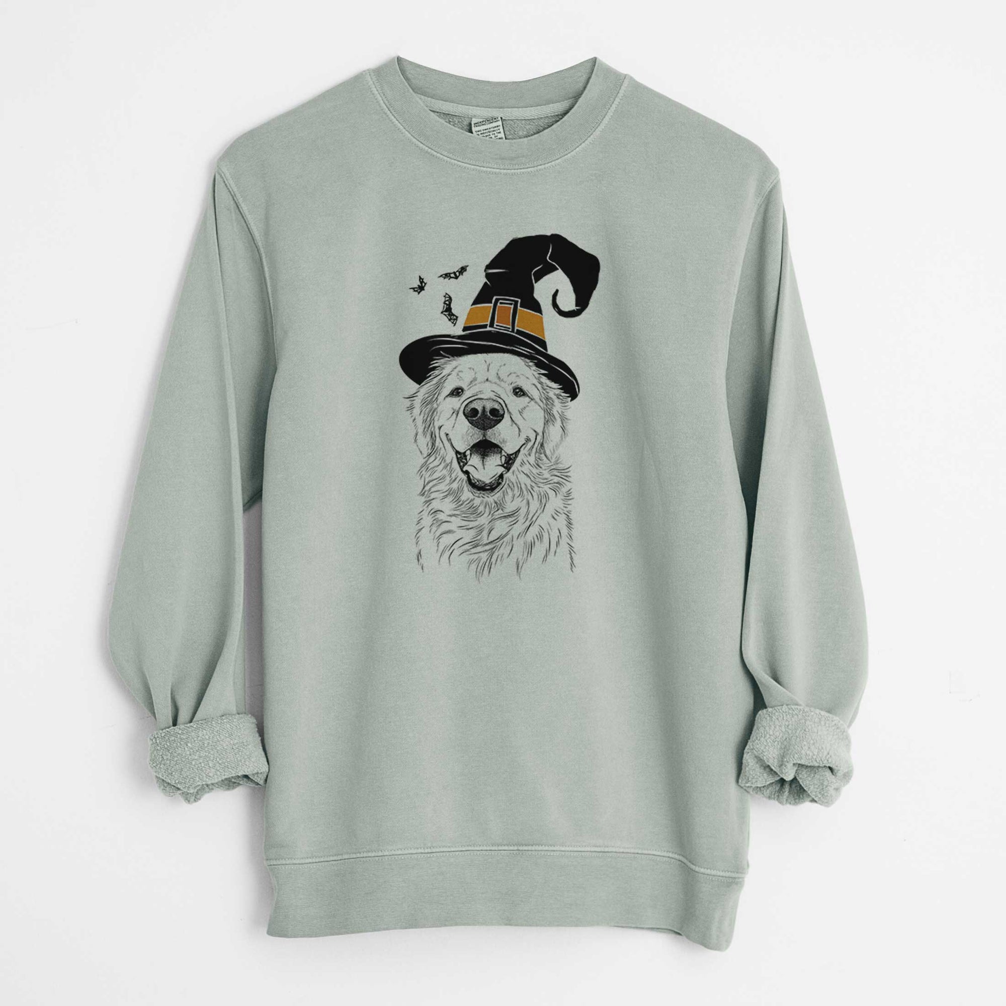 Witch Roger the Golden Retriever - Unisex Pigment Dyed Crew Sweatshirt
