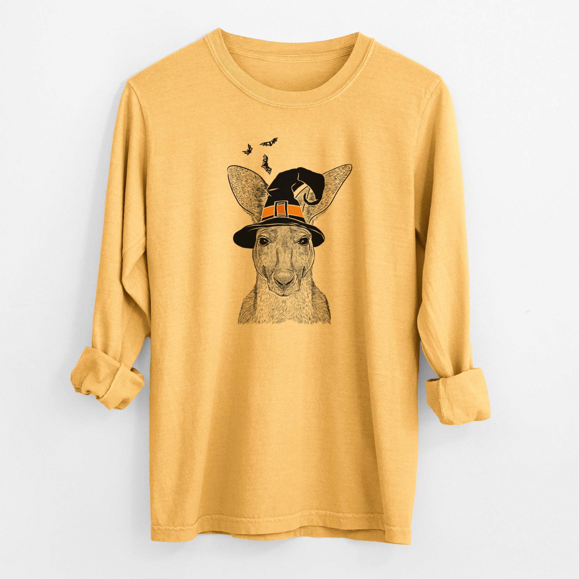 Witch Roger the Red Kangaroo - Men's Heavyweight 100% Cotton Long Sleeve