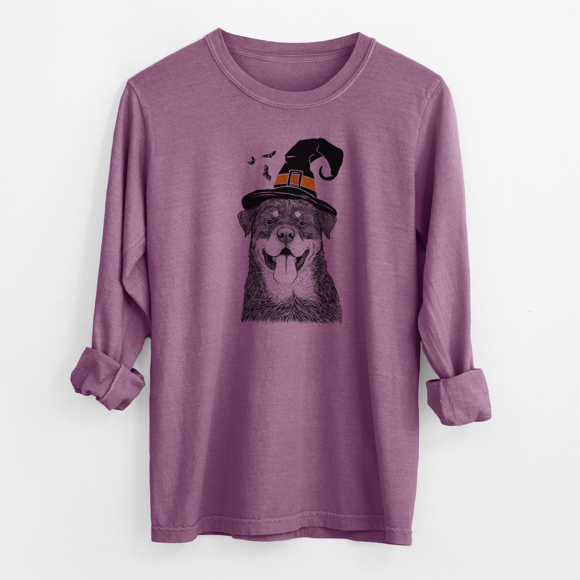 Witch Romeo the Rottweiler - Men's Heavyweight 100% Cotton Long Sleeve