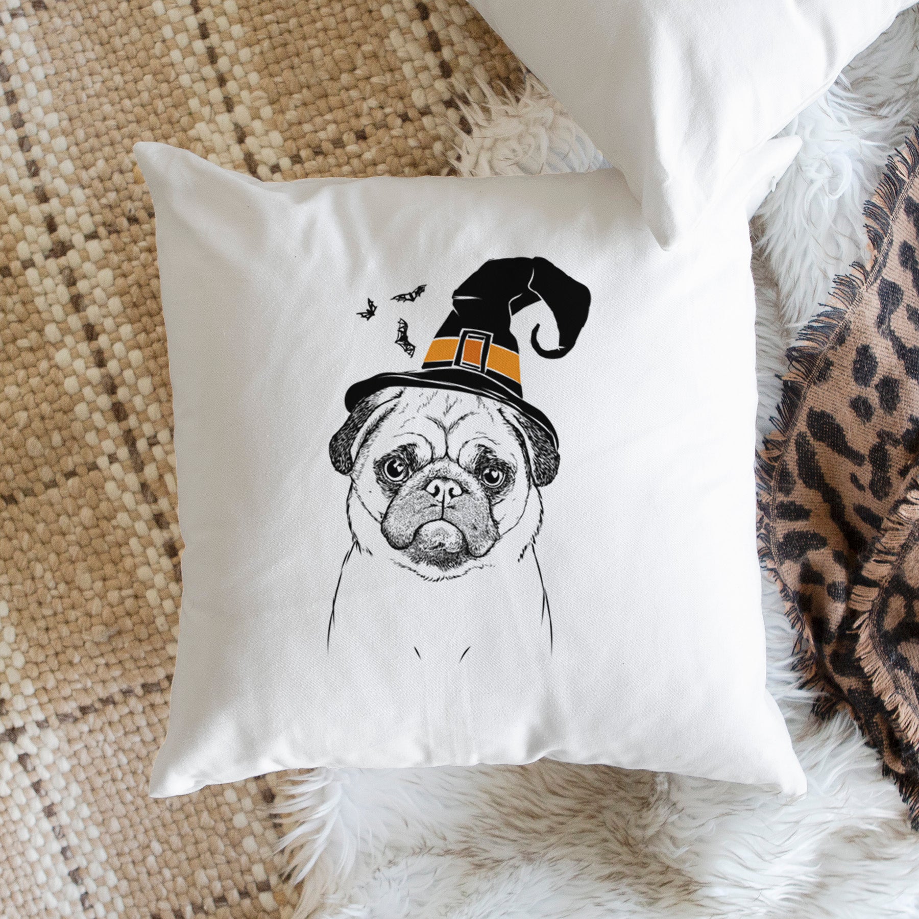 Ruby the Pug - Throw Pillow Cover