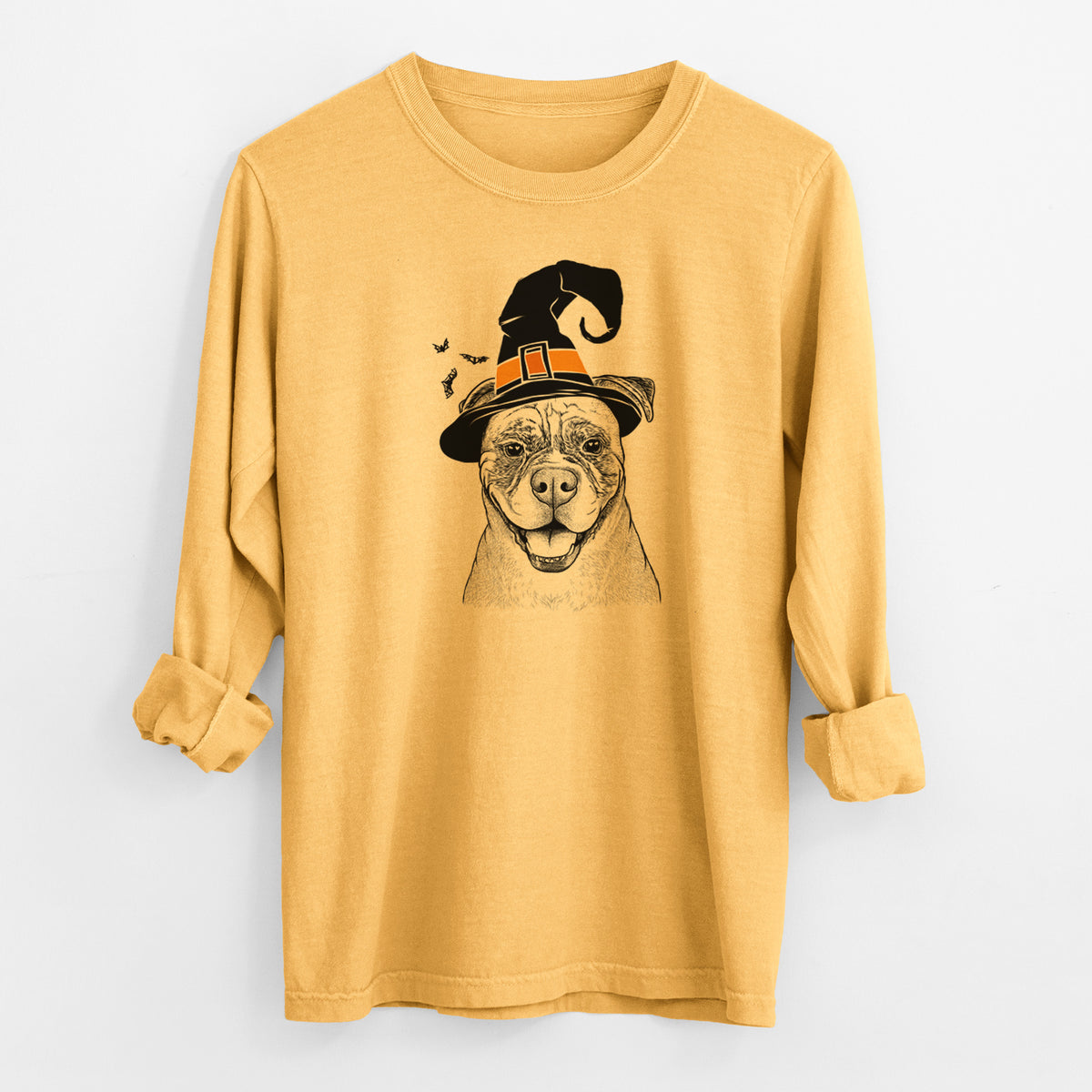 Witch Rufus the American Bulldog - Men's Heavyweight 100% Cotton Long Sleeve