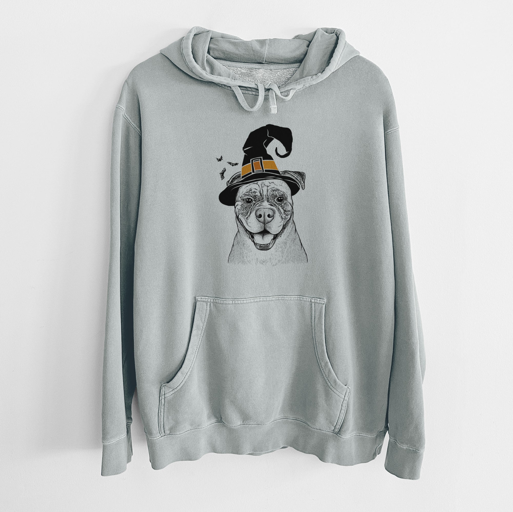 Witch Rufus the American Bulldog - Unisex Pigment Dyed Hoodie