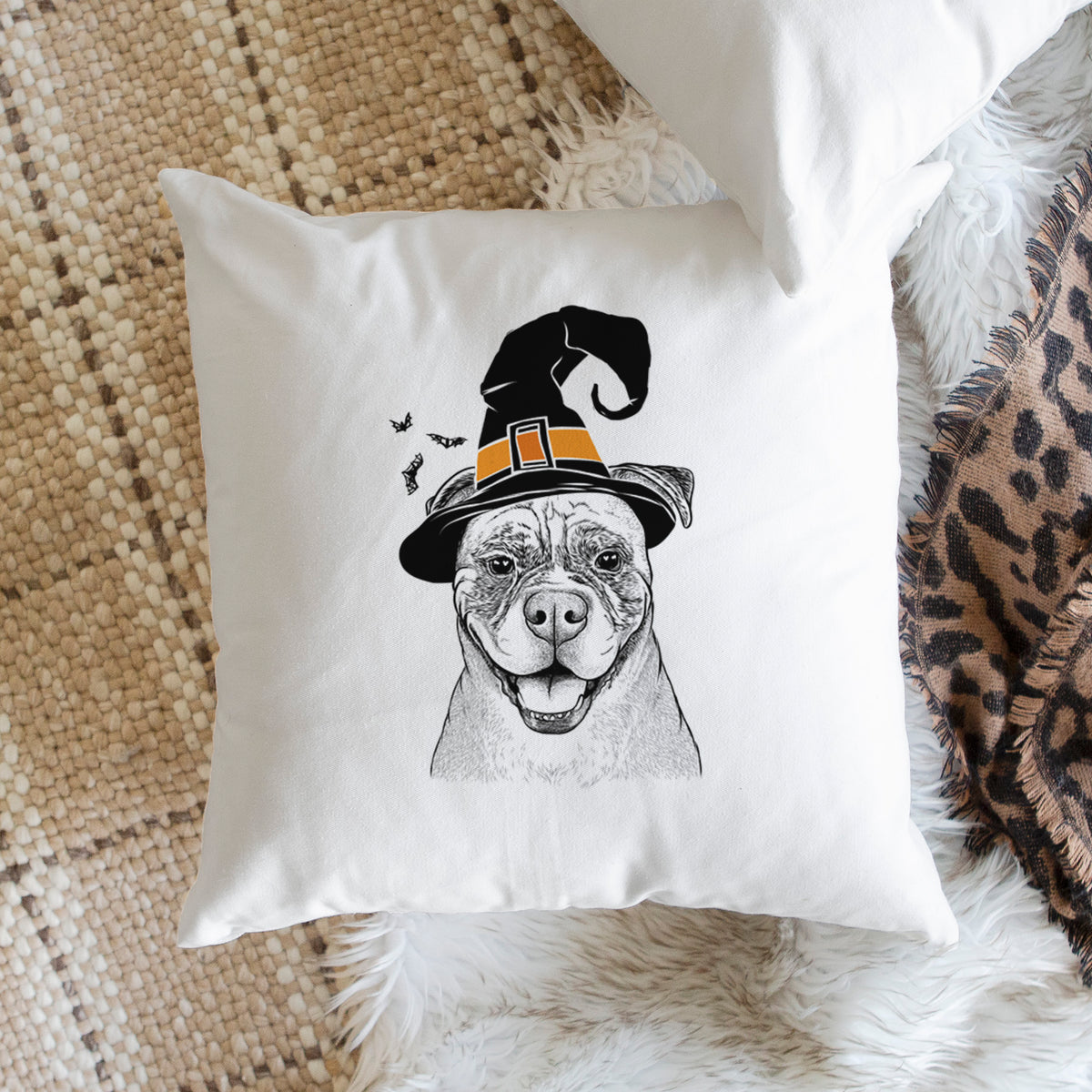 Rufus the American Bulldog - Throw Pillow Cover