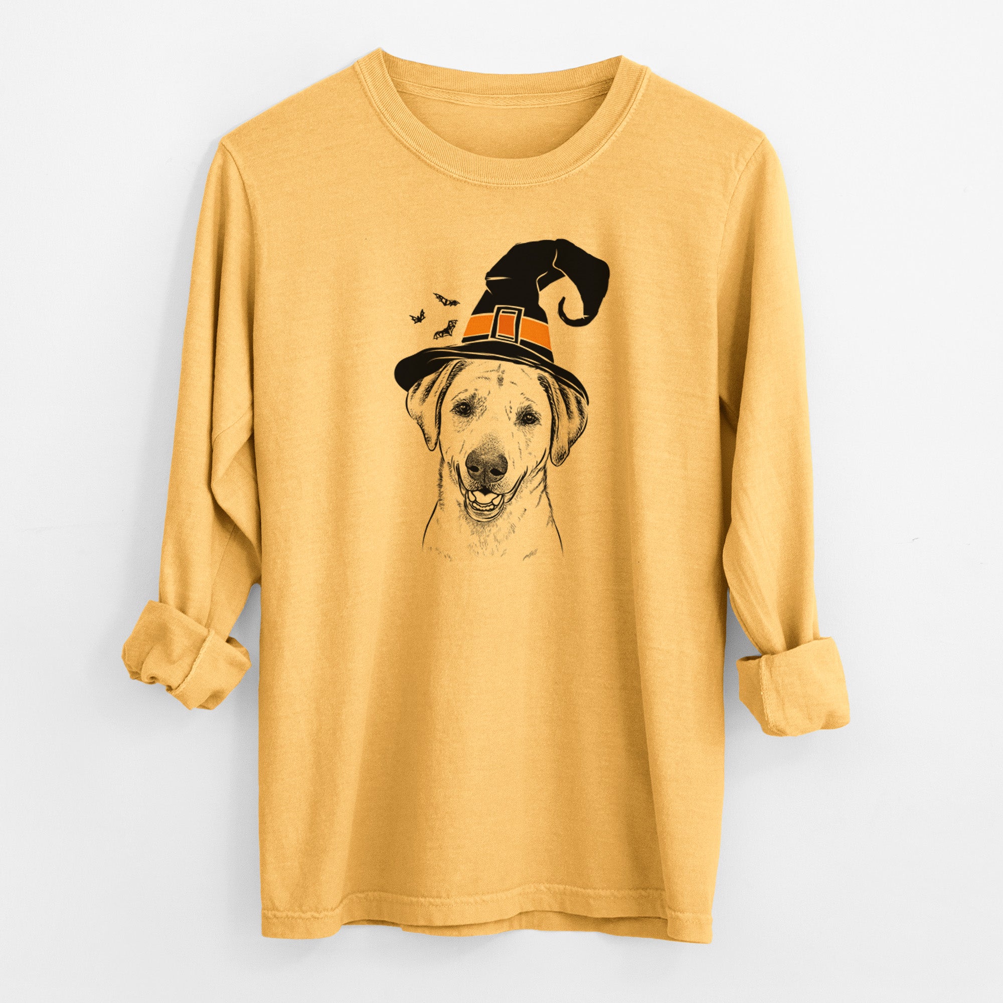 Witch Rusty the Labrador Retriever - Men's Heavyweight 100% Cotton Long Sleeve