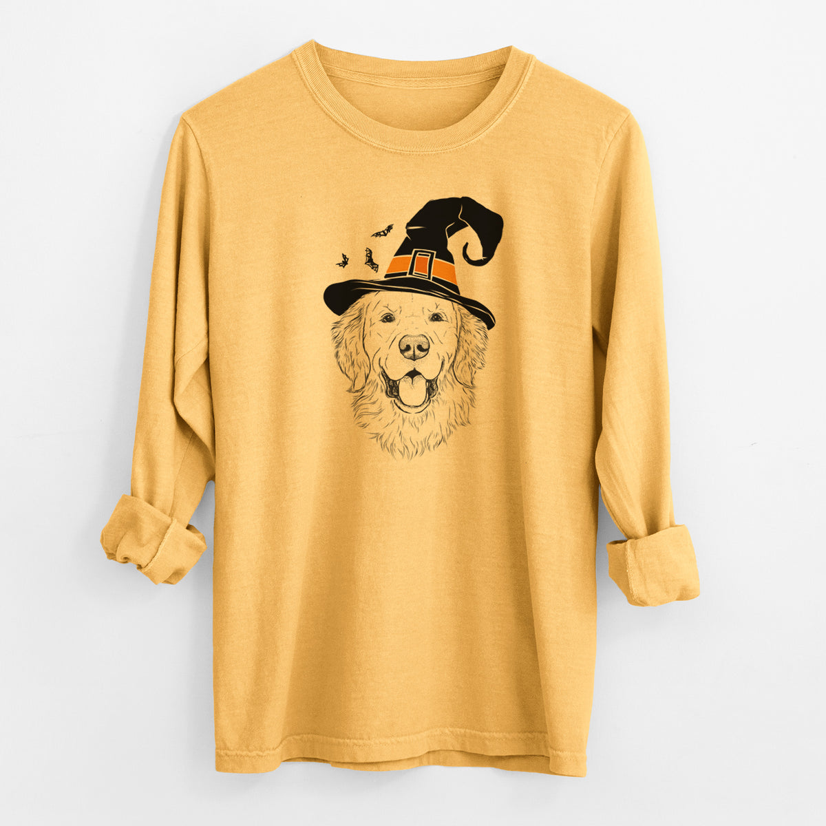 Witch Sam the Golden Retriever - Men's Heavyweight 100% Cotton Long Sleeve