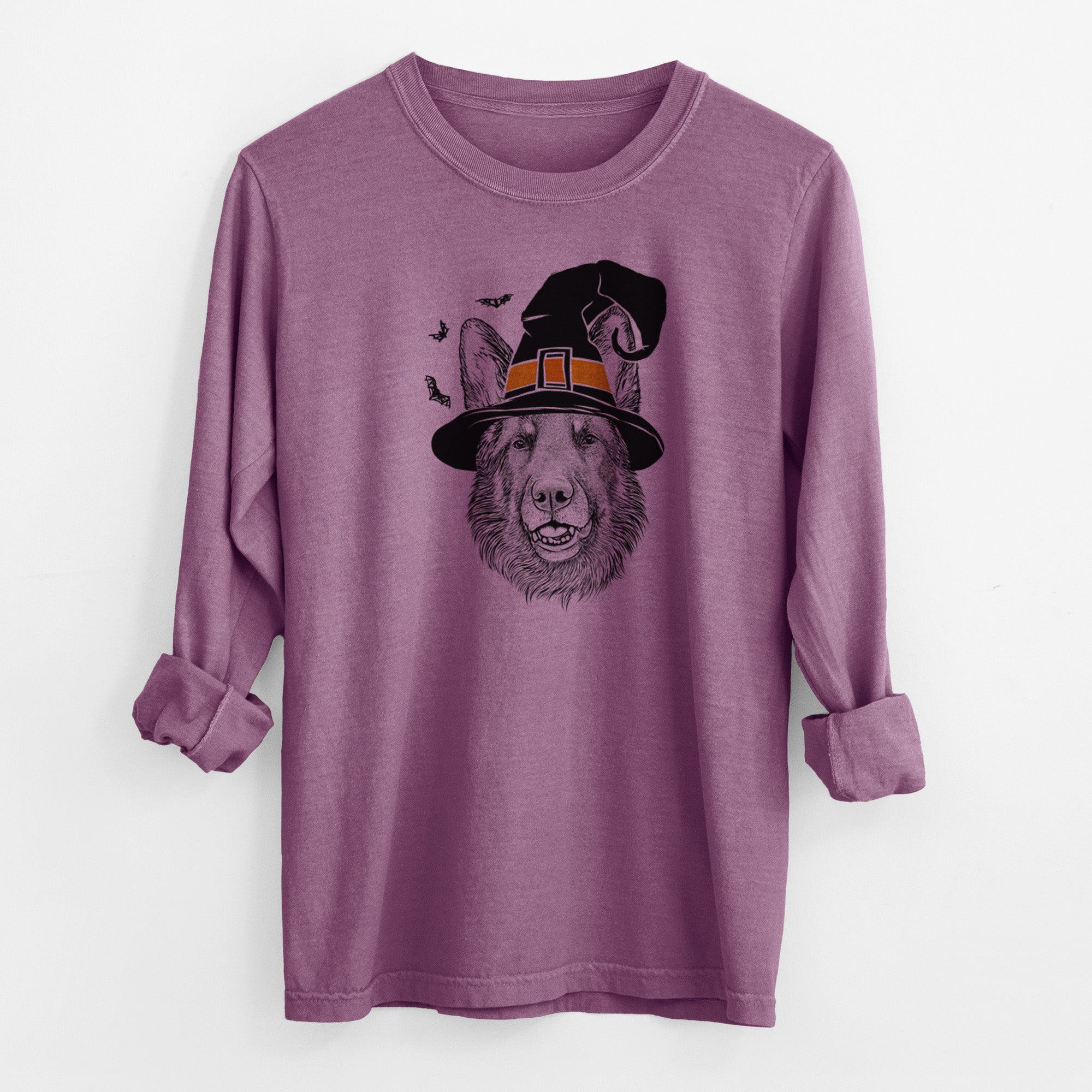 Witch Sammie the German Shepherd - Men's Heavyweight 100% Cotton Long Sleeve