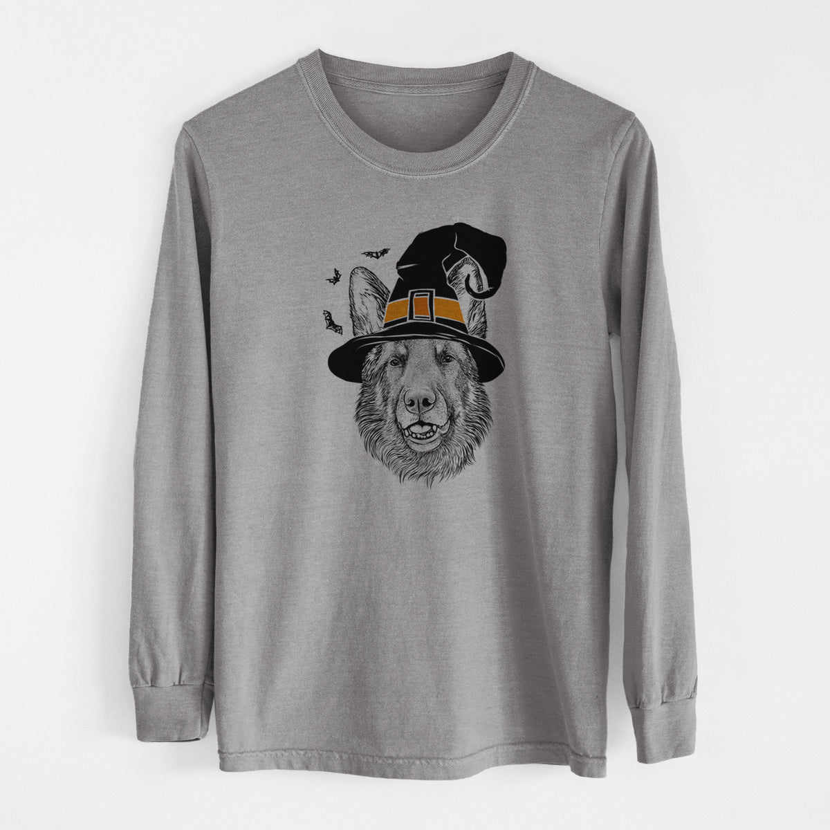 Witch Sammie the German Shepherd - Men's Heavyweight 100% Cotton Long Sleeve