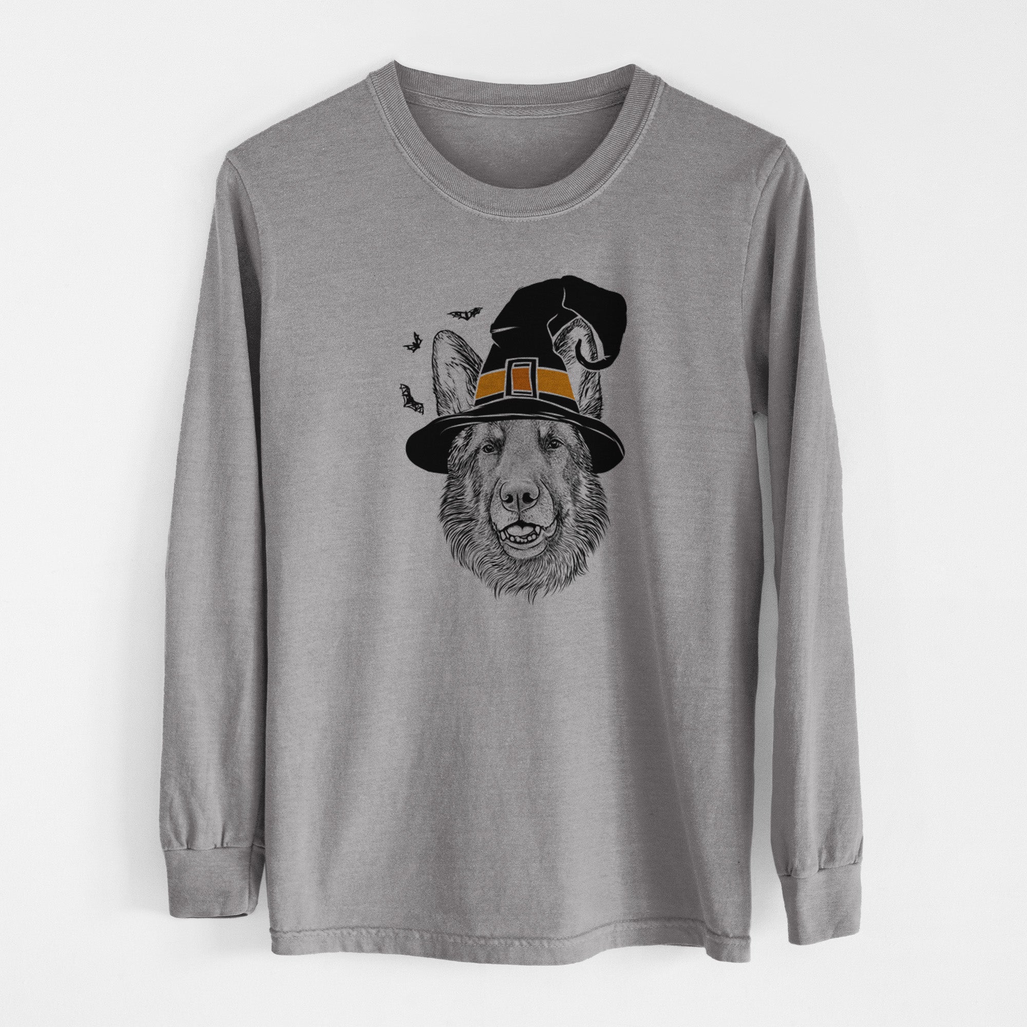 Witch Sammie the German Shepherd - Men's Heavyweight 100% Cotton Long Sleeve