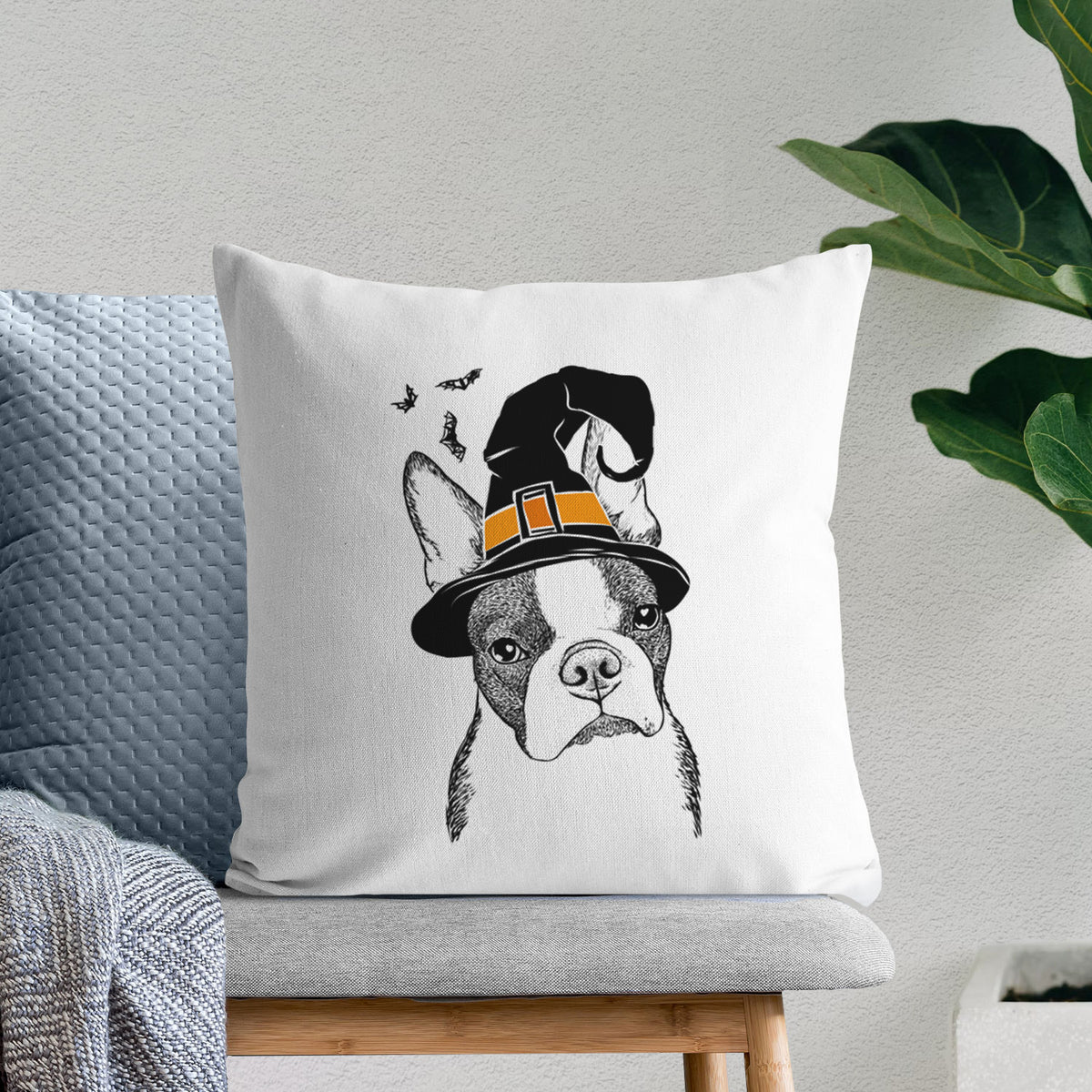 Samuel the Boston Terrier - Throw Pillow Cover