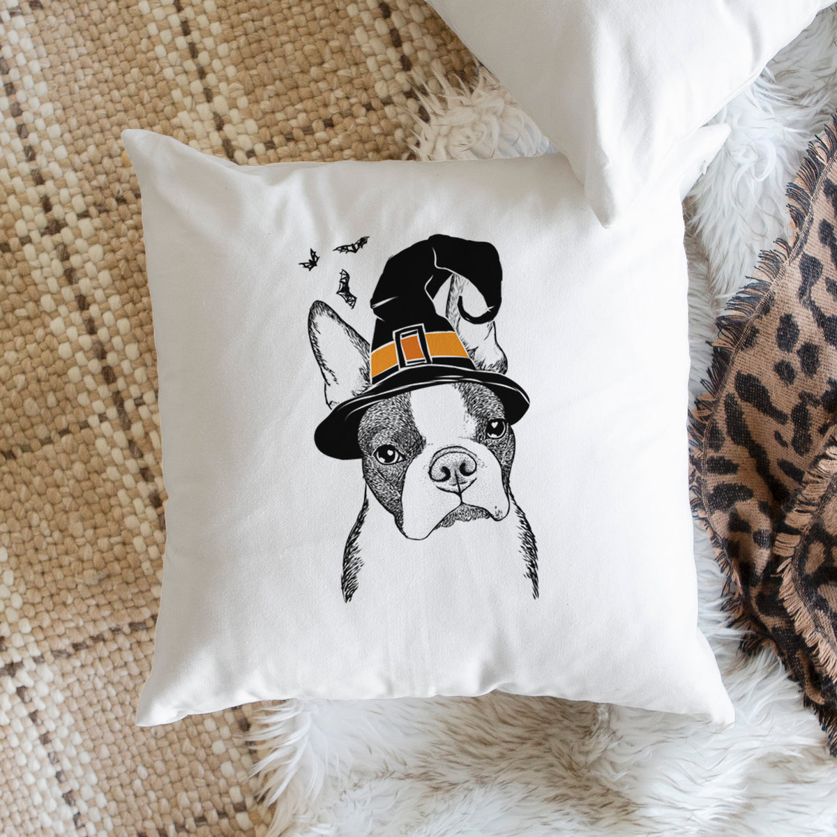 Samuel the Boston Terrier - Throw Pillow Cover