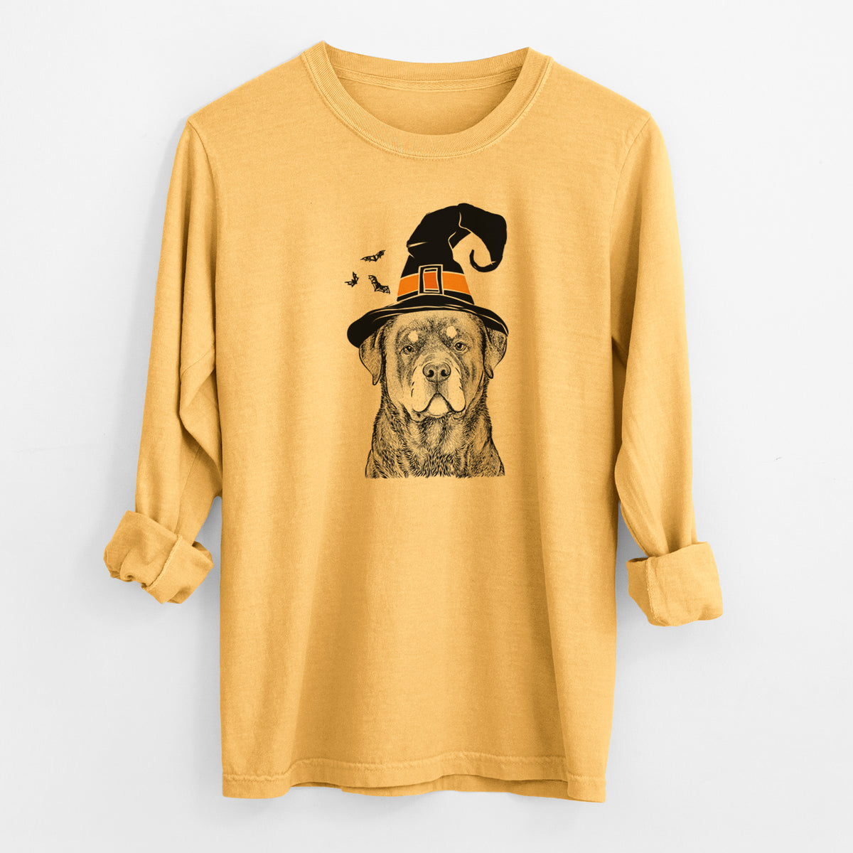 Witch Sarge the Rottweiler - Men's Heavyweight 100% Cotton Long Sleeve