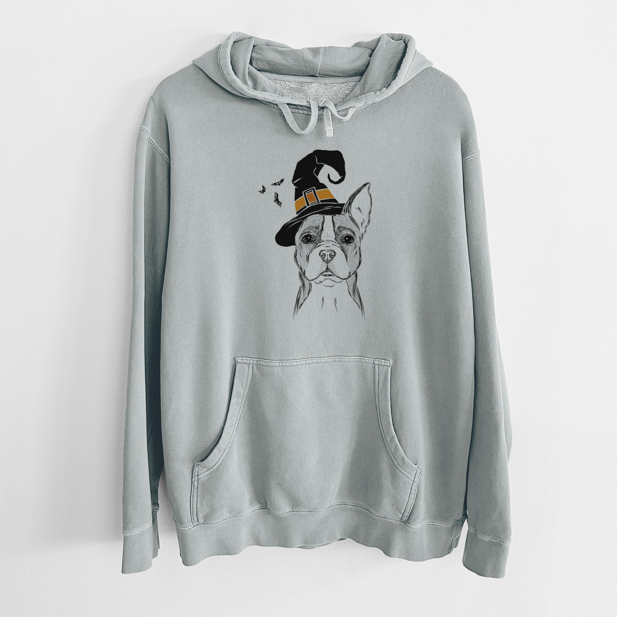 Witch Scout the Boston Terrier - Unisex Pigment Dyed Hoodie