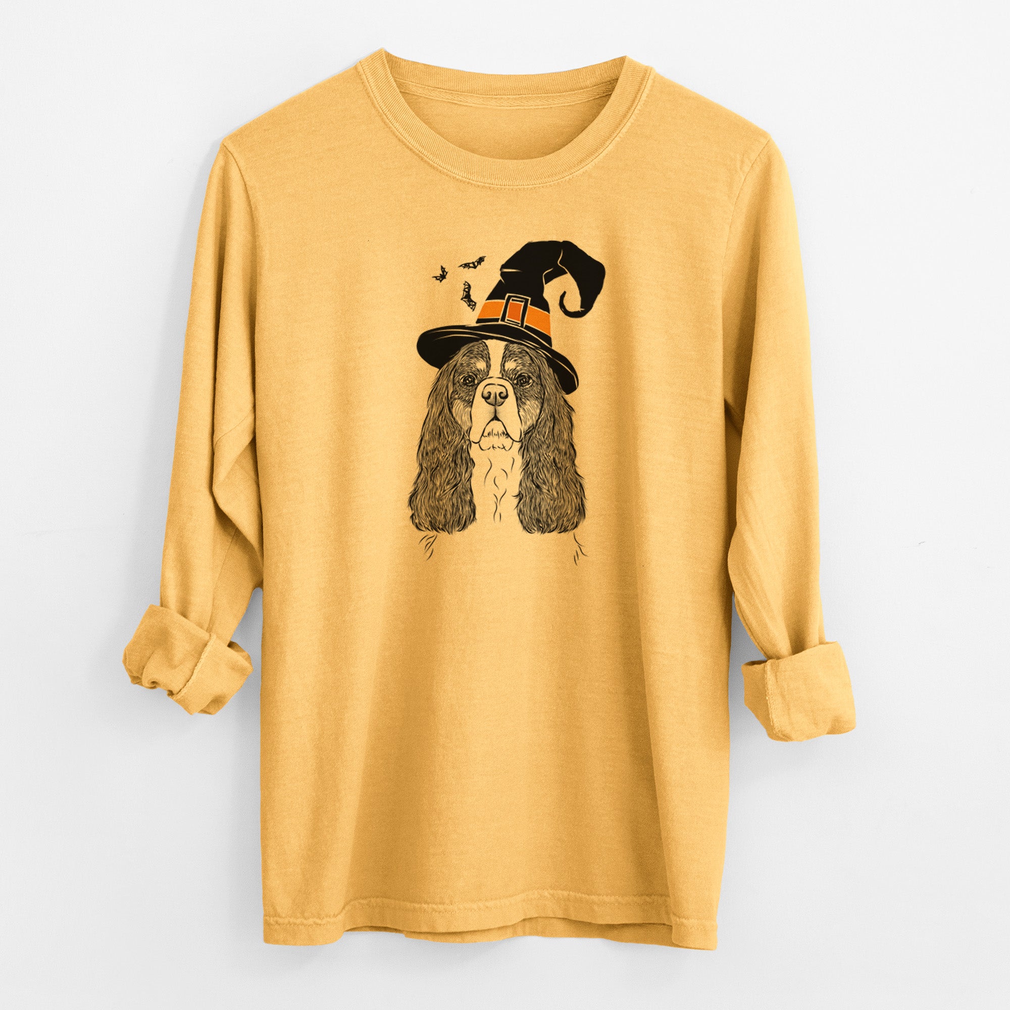 Witch Sebastian the Cavalier King Charles Spaniel - Men's Heavyweight 100% Cotton Long Sleeve