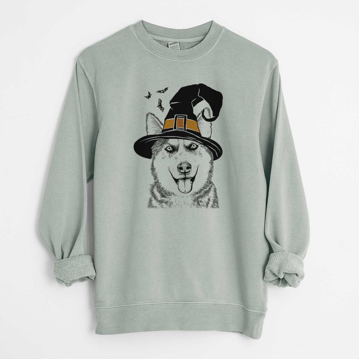 Witch Sesi the Siberian Husky - Unisex Pigment Dyed Crew Sweatshirt