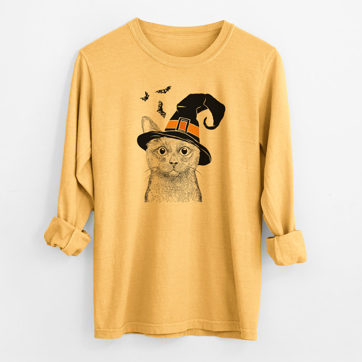 Witch Shadow the Black Cat - Men's Heavyweight 100% Cotton Long Sleeve