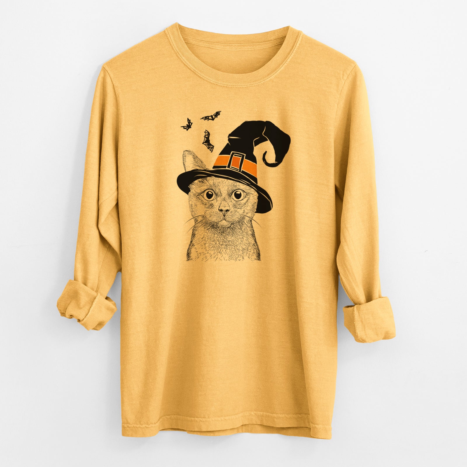 Witch Shadow the Black Cat - Men's Heavyweight 100% Cotton Long Sleeve