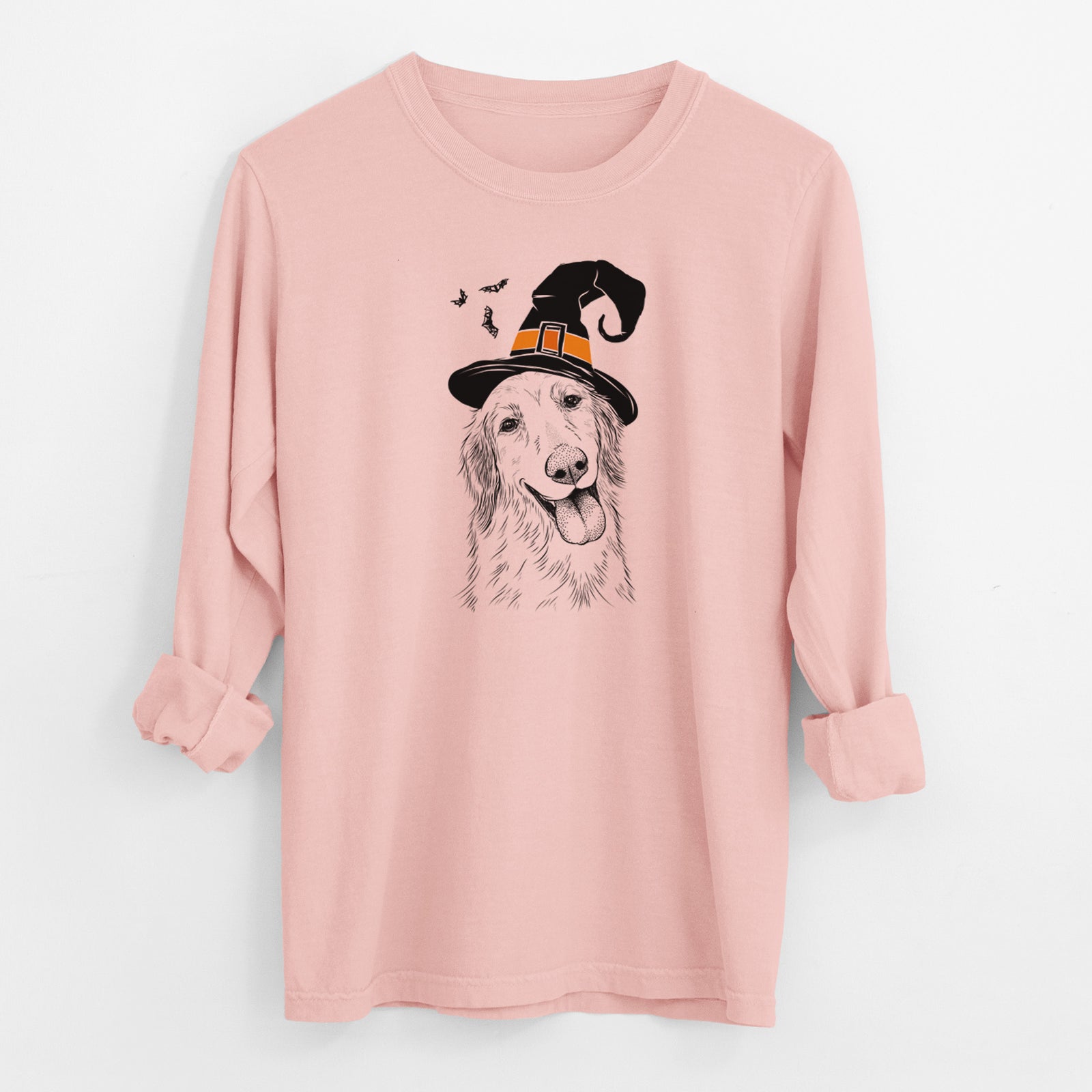 Witch Shelby the Golden Retriever - Men's Heavyweight 100% Cotton Long Sleeve