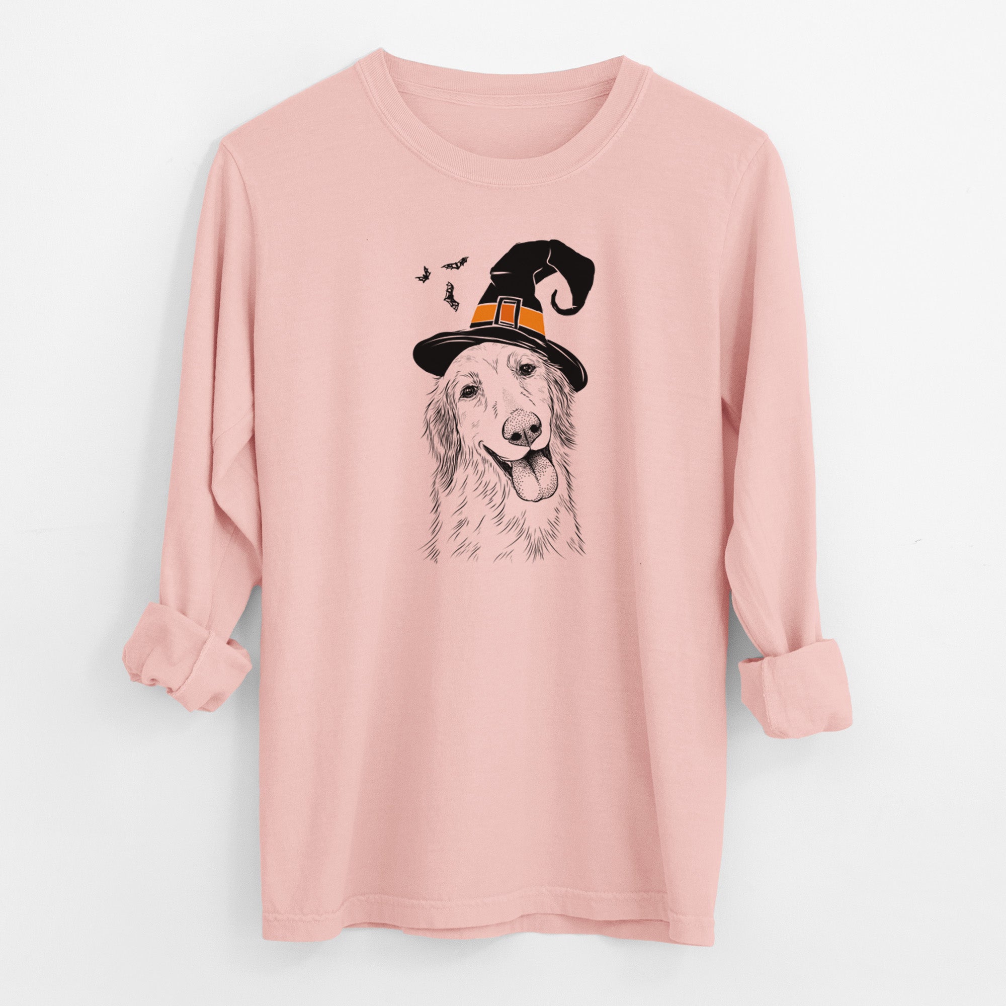 Witch Shelby the Golden Retriever - Men's Heavyweight 100% Cotton Long Sleeve