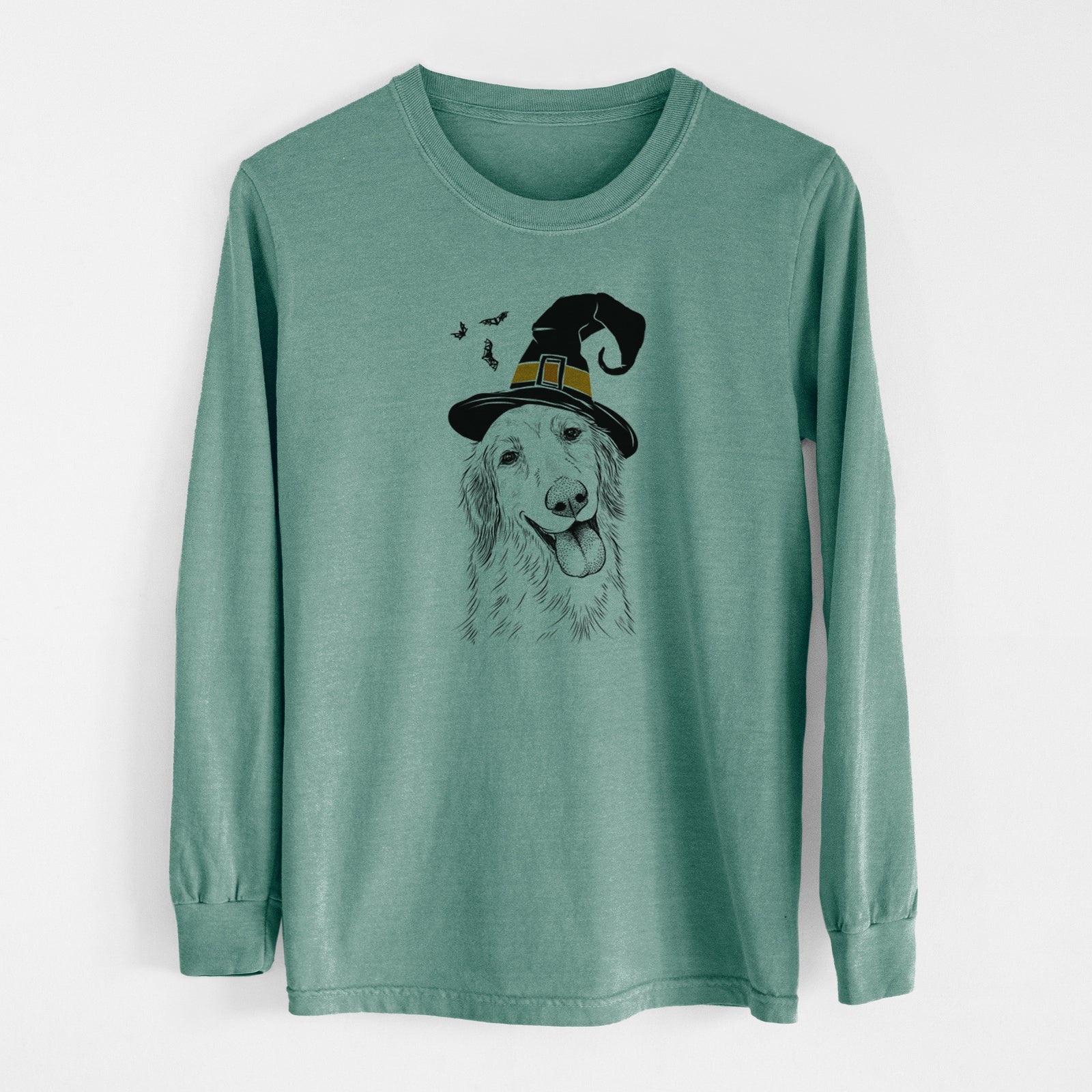 Witch Shelby the Golden Retriever - Men's Heavyweight 100% Cotton Long Sleeve