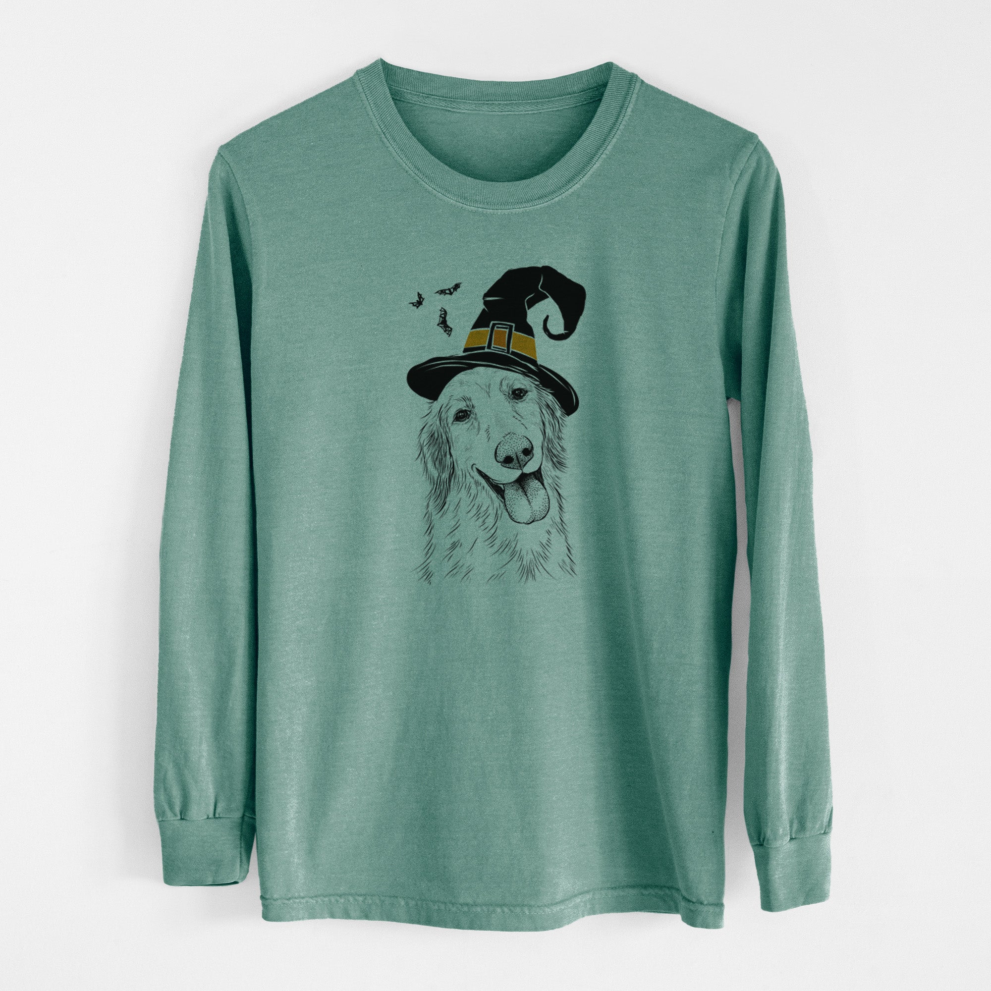 Witch Shelby the Golden Retriever - Men's Heavyweight 100% Cotton Long Sleeve