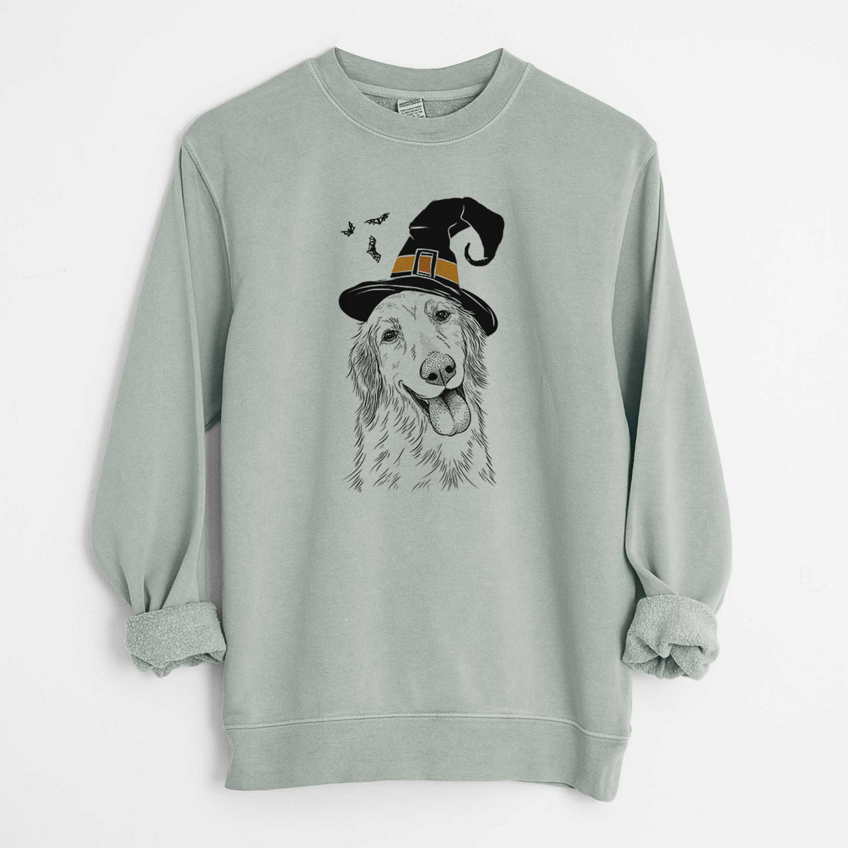 Witch Shelby the Golden Retriever - Unisex Pigment Dyed Crew Sweatshirt