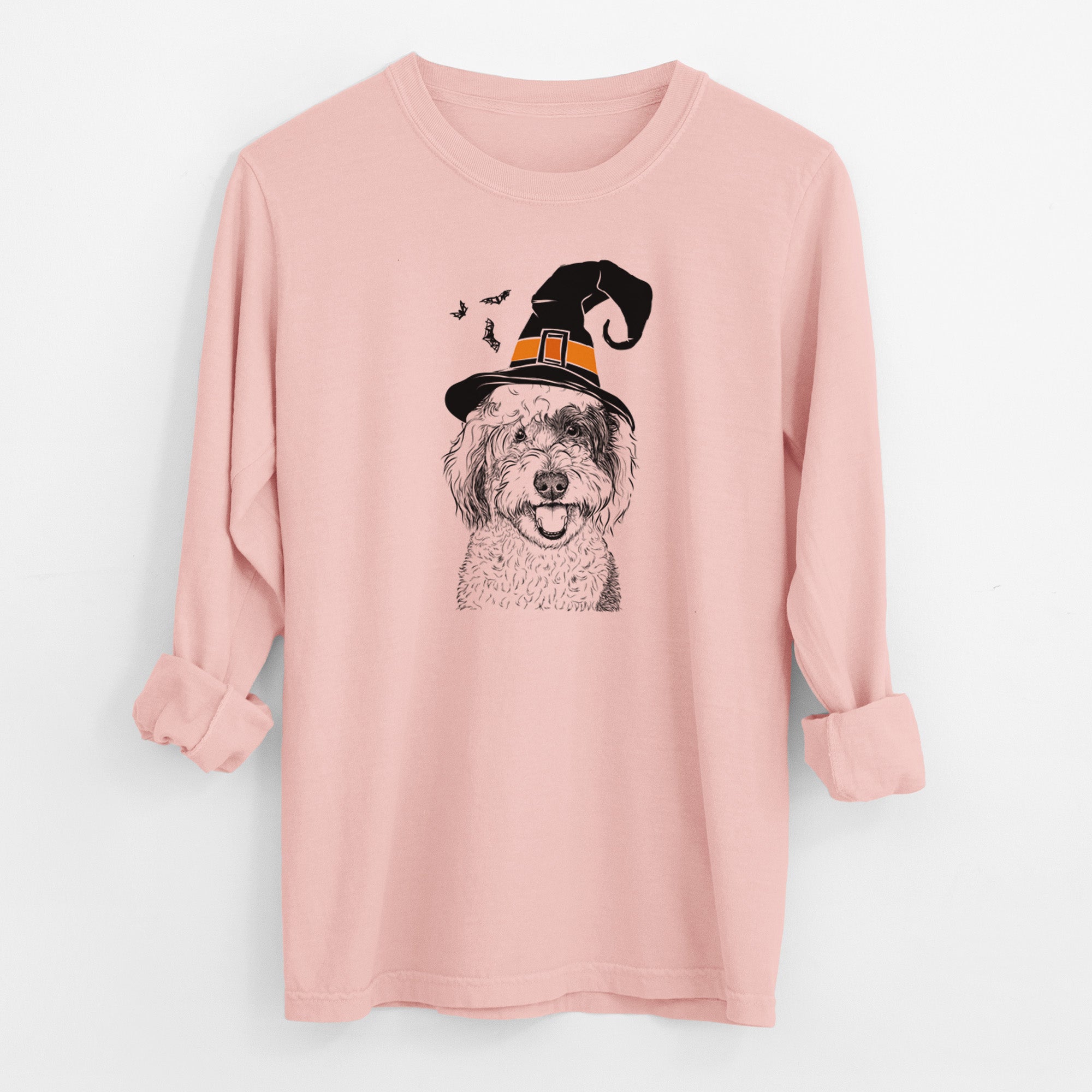 Witch Sherlock the Sheepadoodle - Men's Heavyweight 100% Cotton Long Sleeve