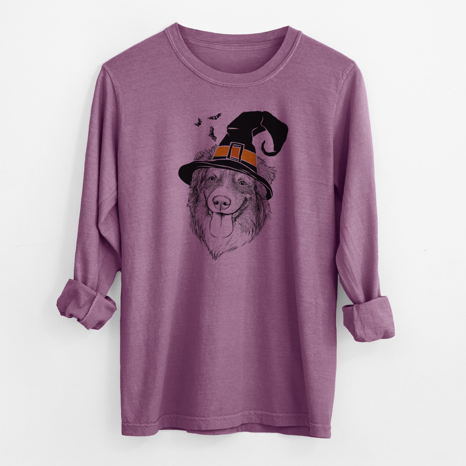 Witch Siena the Australian Shepherd - Men's Heavyweight 100% Cotton Long Sleeve