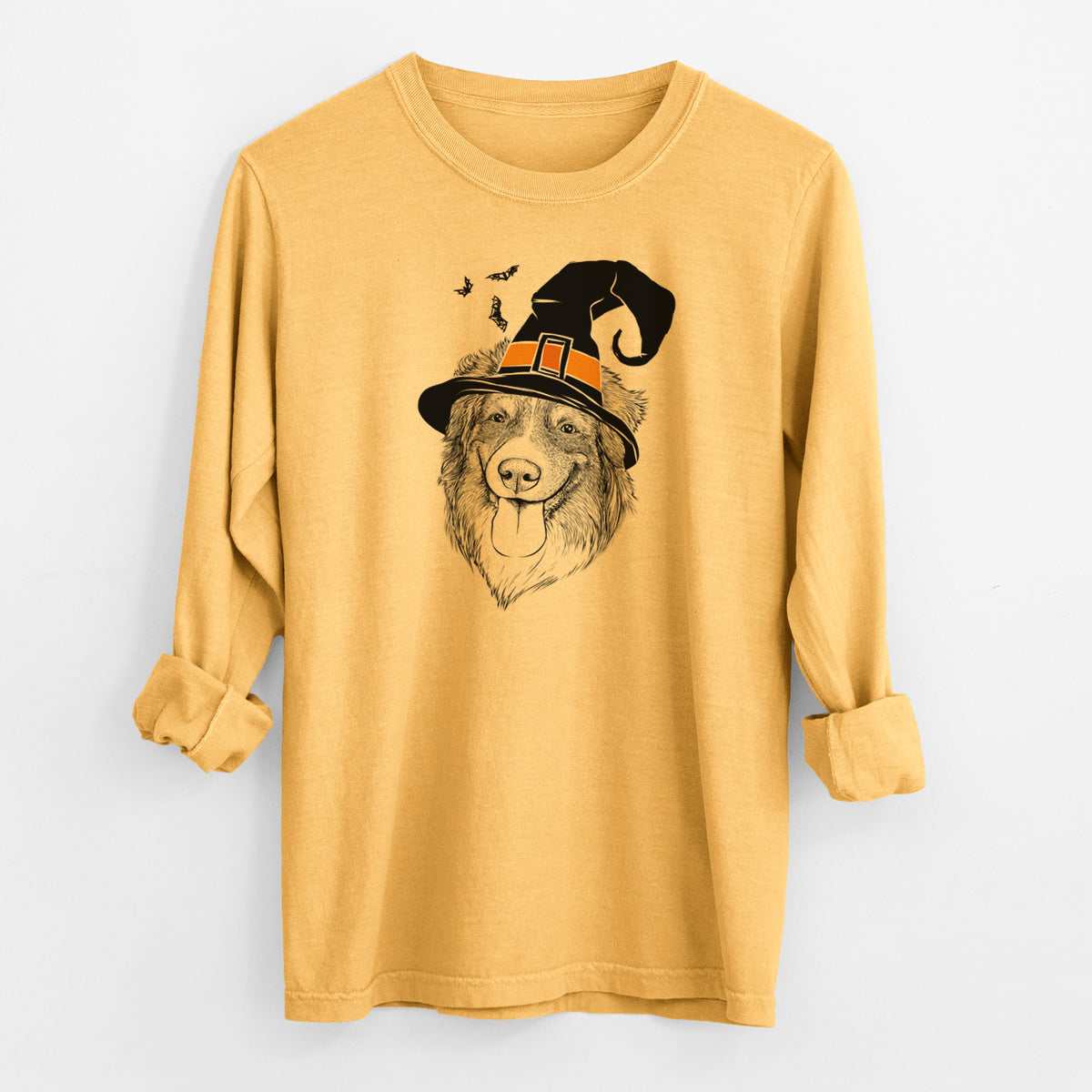 Witch Siena the Australian Shepherd - Men's Heavyweight 100% Cotton Long Sleeve