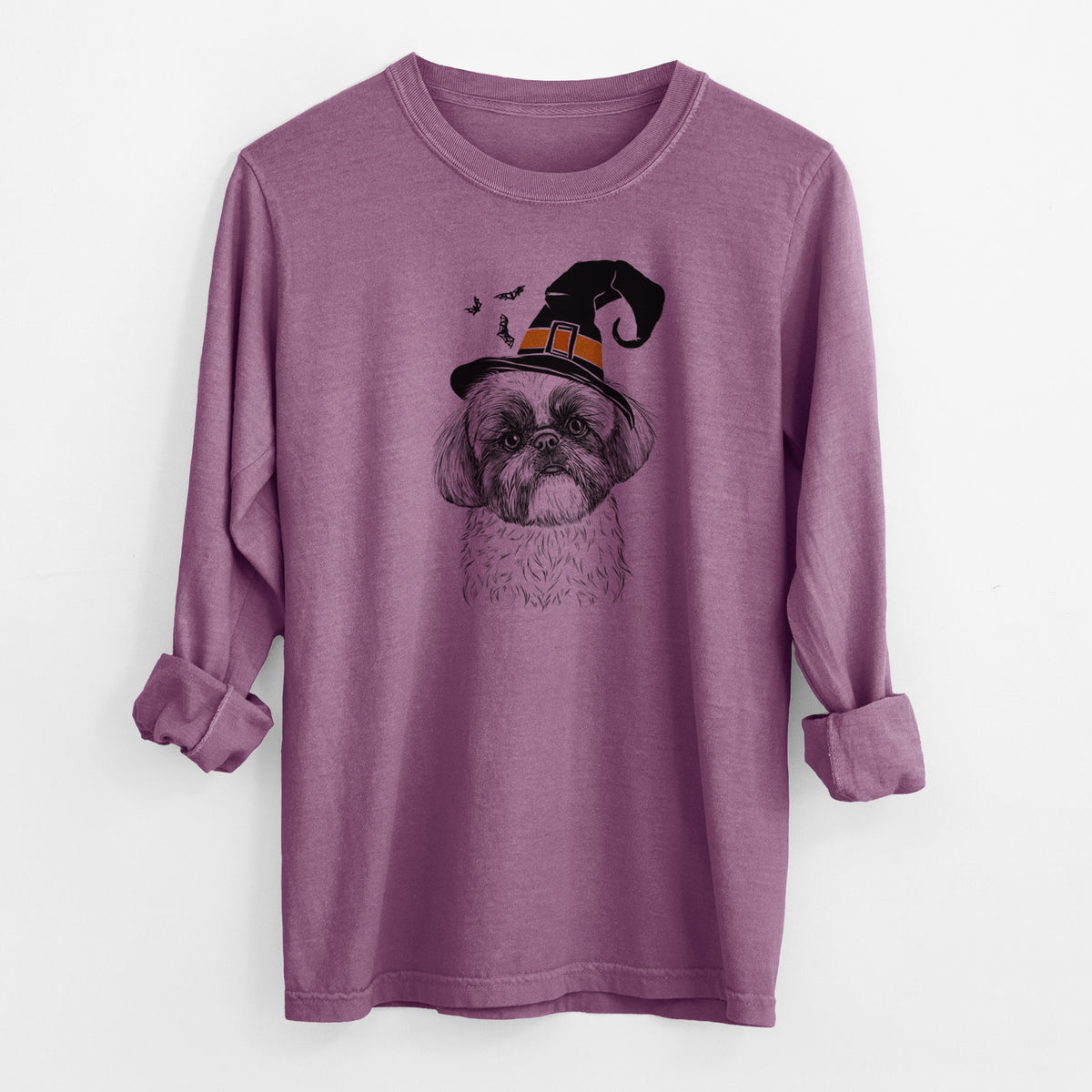 Witch Simon the Shih Tzu - Men's Heavyweight 100% Cotton Long Sleeve