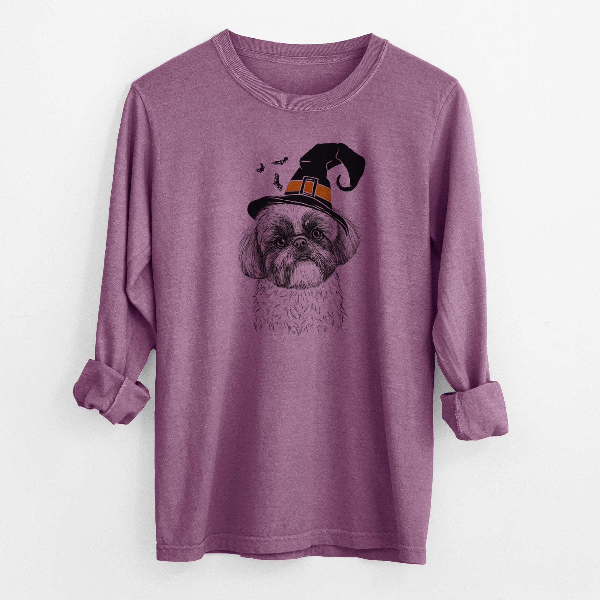 Witch Simon the Shih Tzu - Men's Heavyweight 100% Cotton Long Sleeve